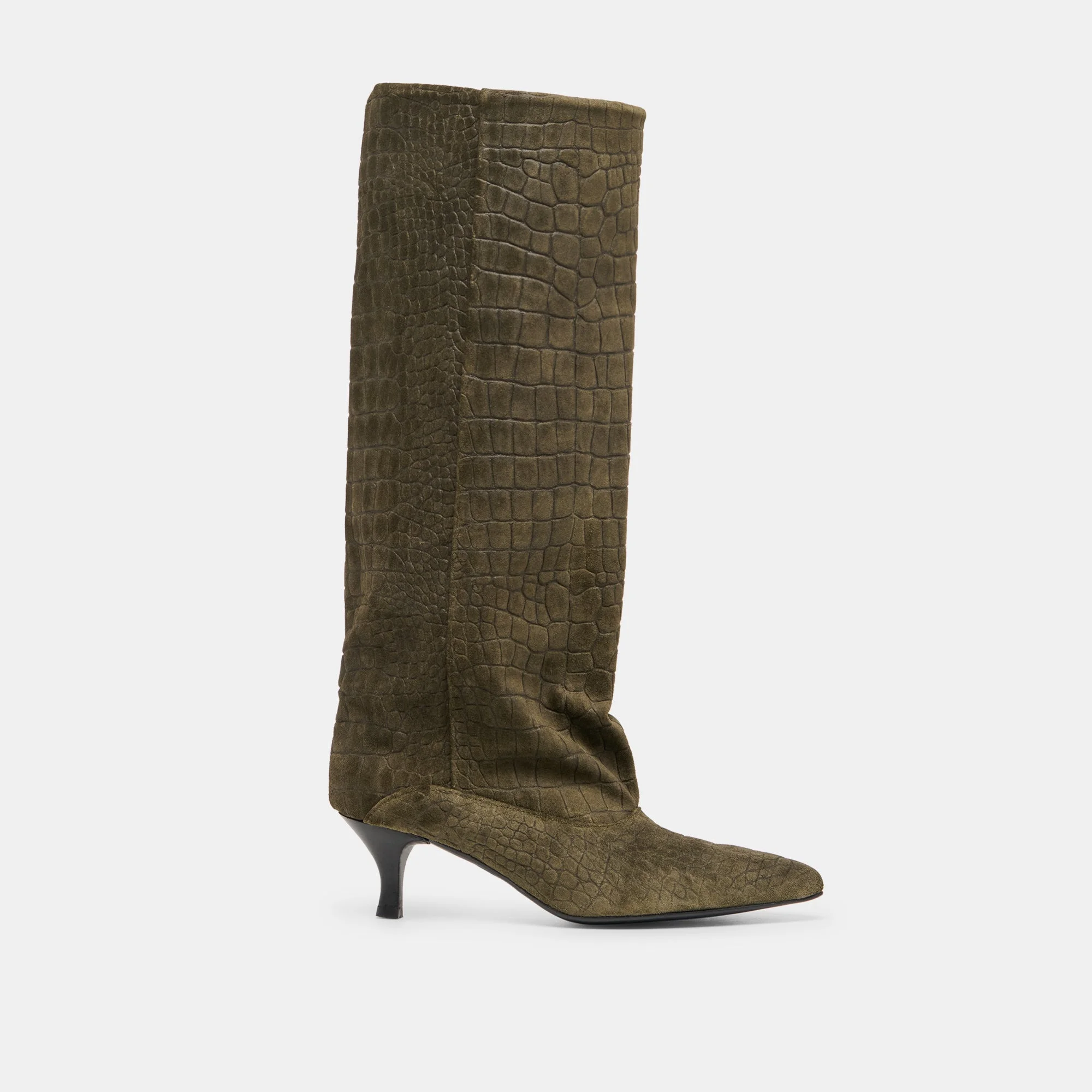ROXLA BOOTS OLIVE CROCO EMBOSSED LEATHER - 1
