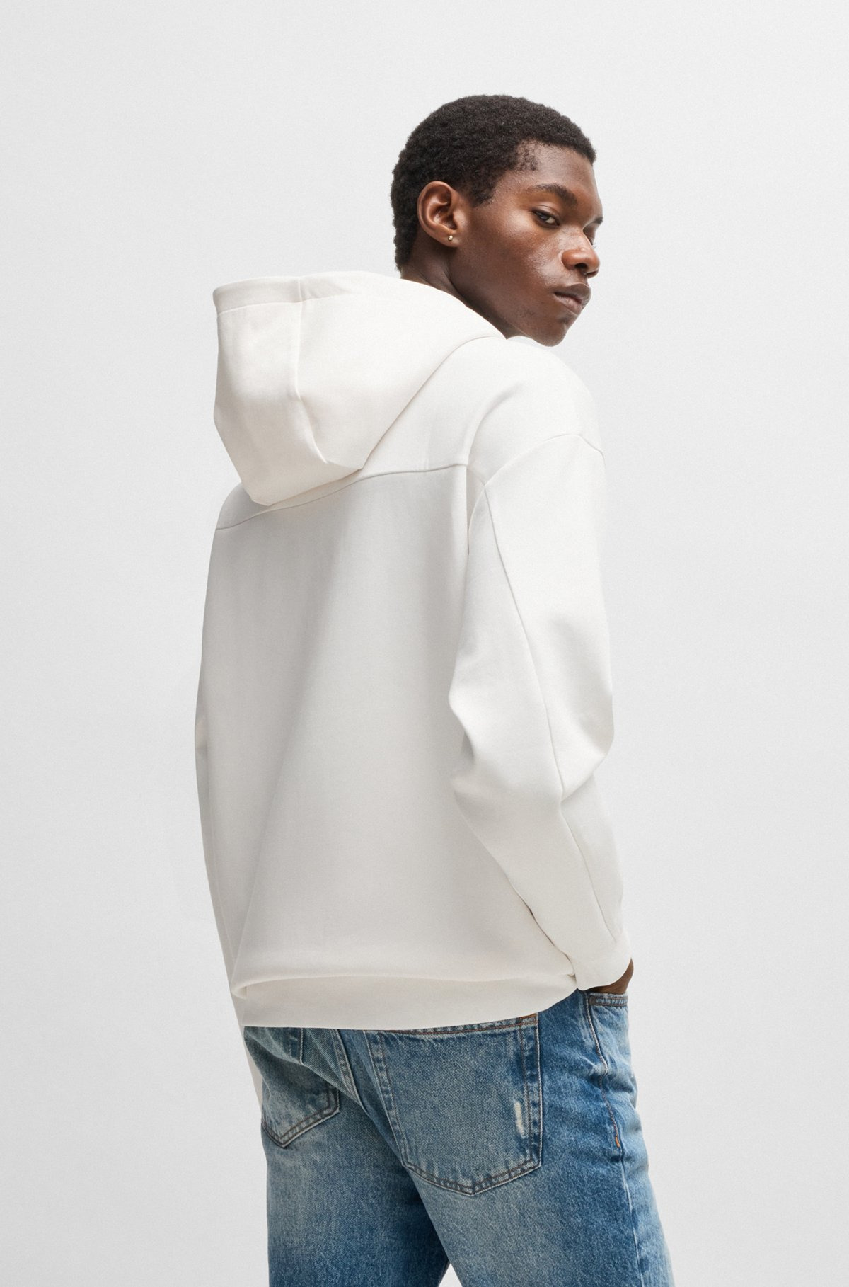 INTERLOCK HOODIE WITH STACKED LOGOS - 5