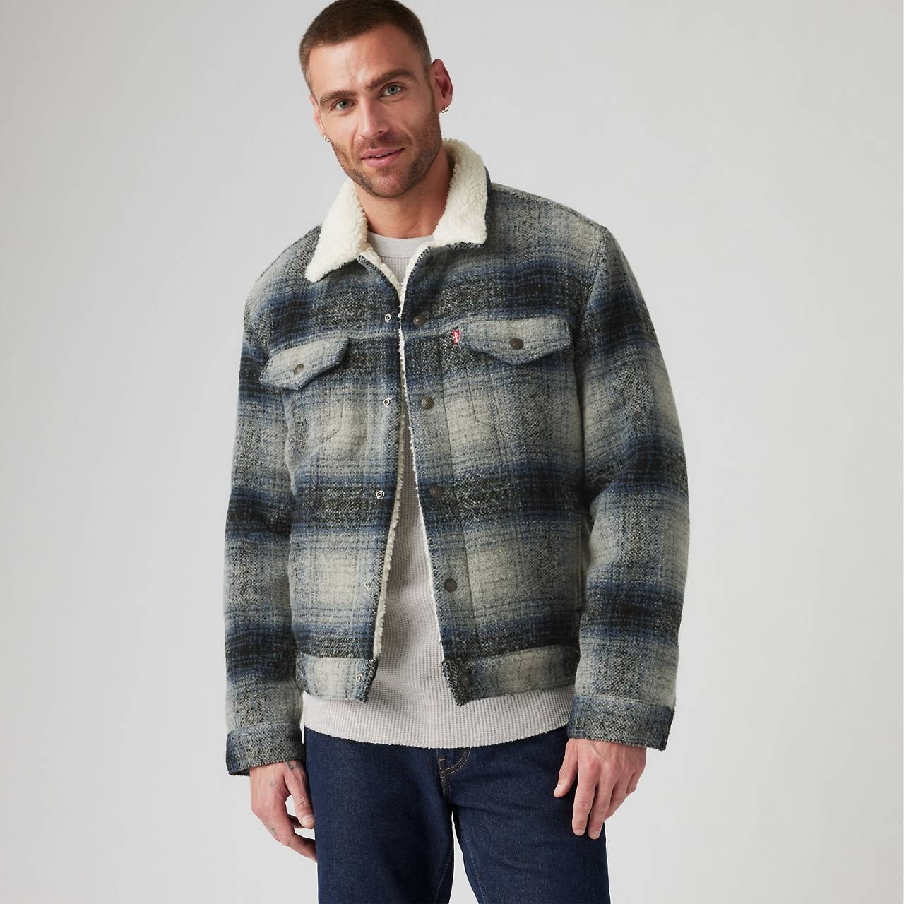 PLAID TYPE III SHERPA TRUCKER JACKET - 3