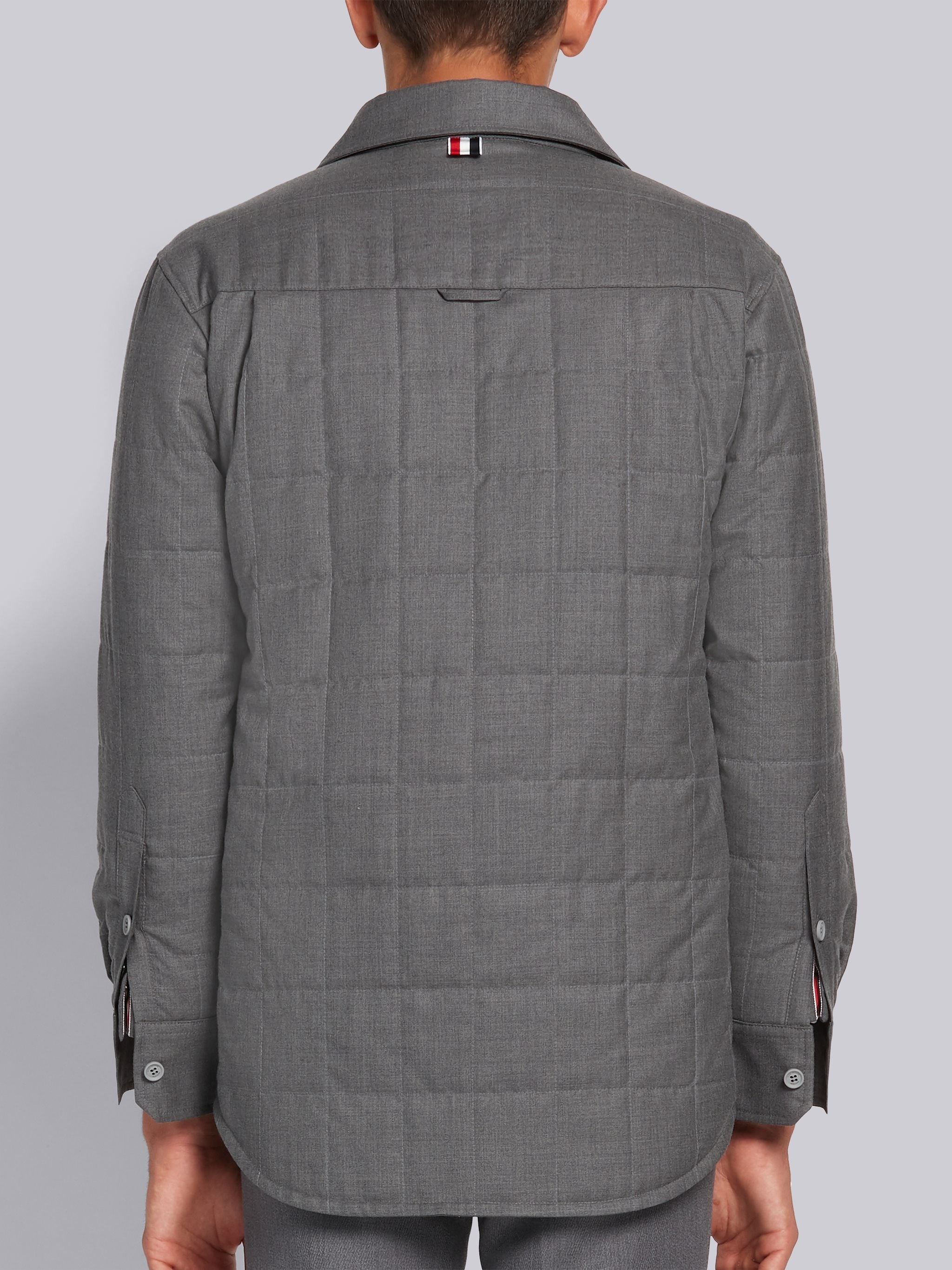 Medium Grey Down Filled Super 120s Twill Shirt Jacket - 2