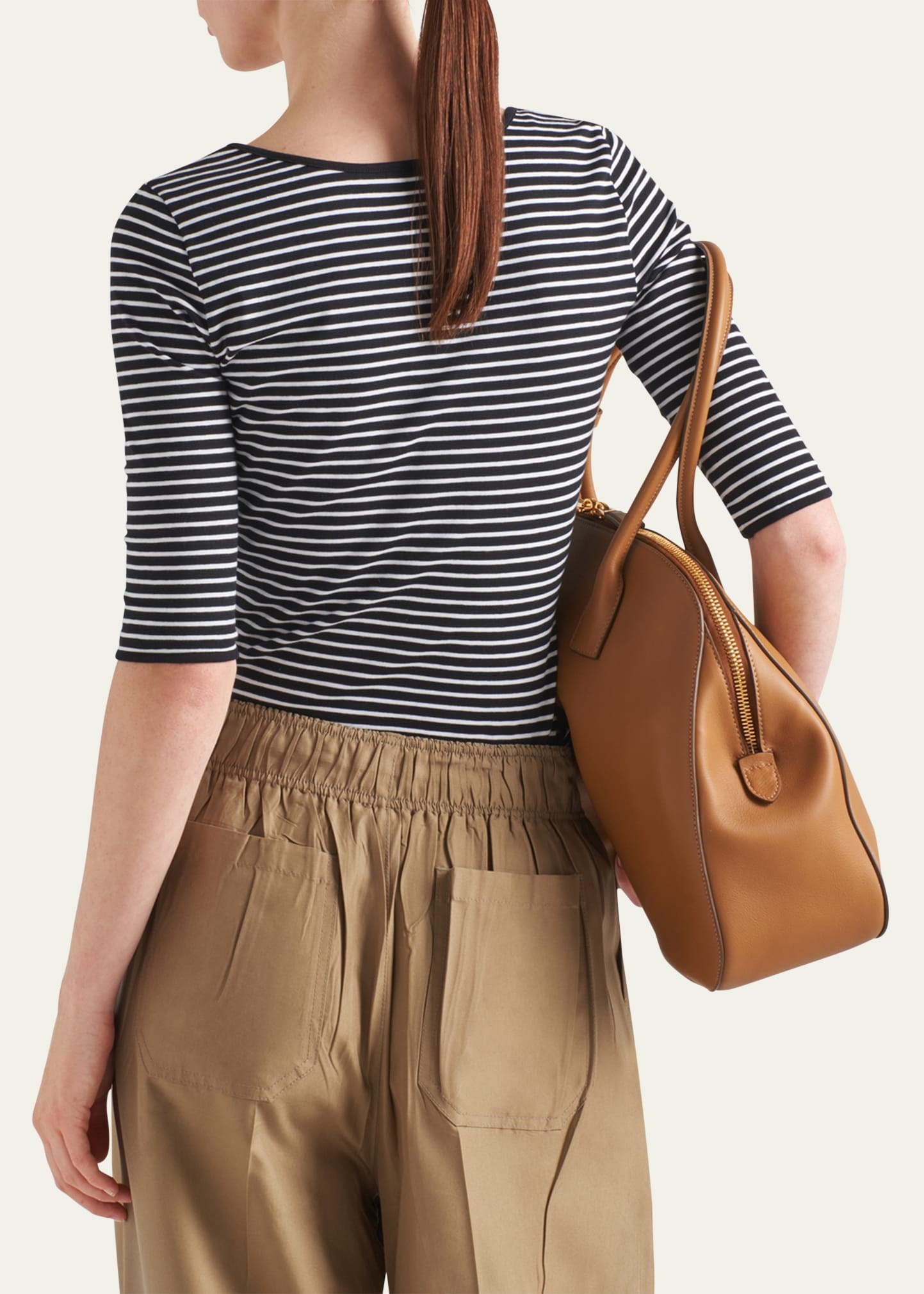 Stripe Three-Quarter Sleeve Jersey Top - 3