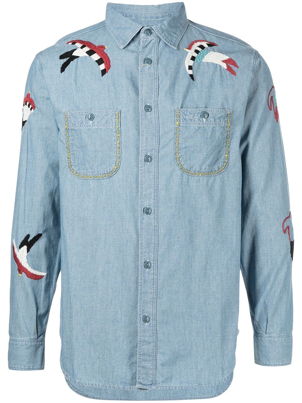 swallow-embroidered work shirt - 1