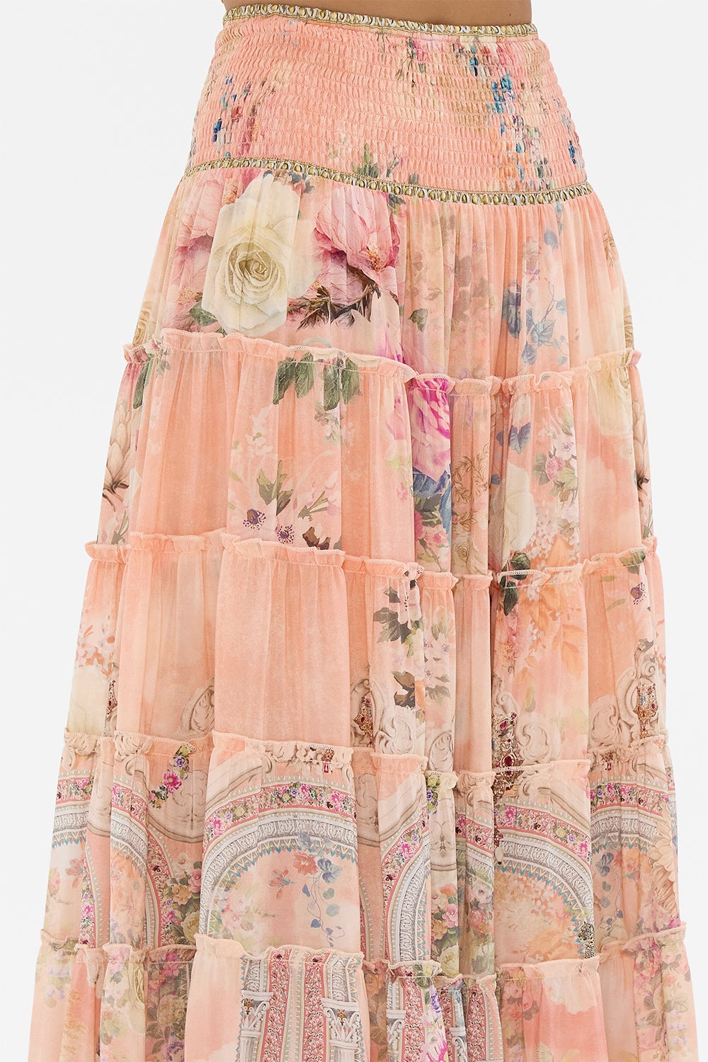 SHIRRED WAIST TIERED CIRCLE SKIRT - 7
