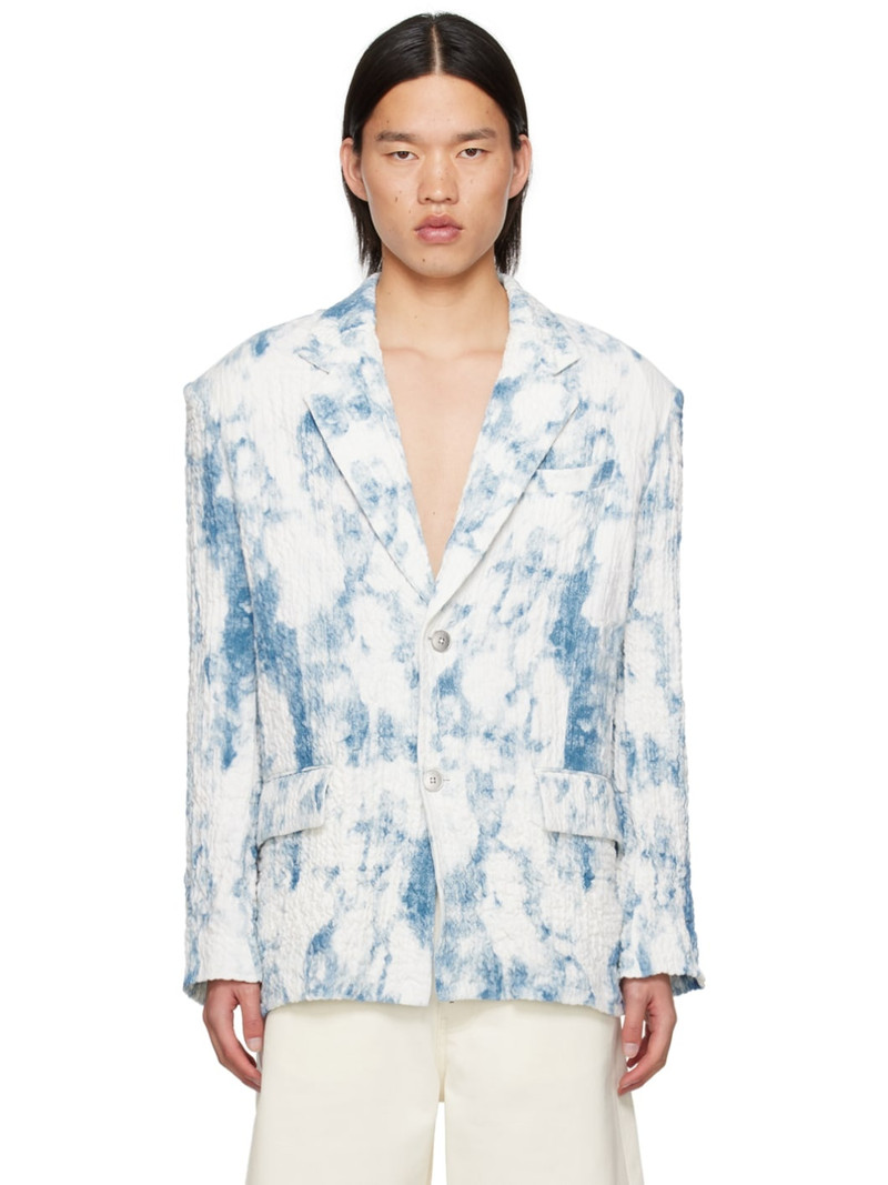 Blue & White Printed Blazer 1