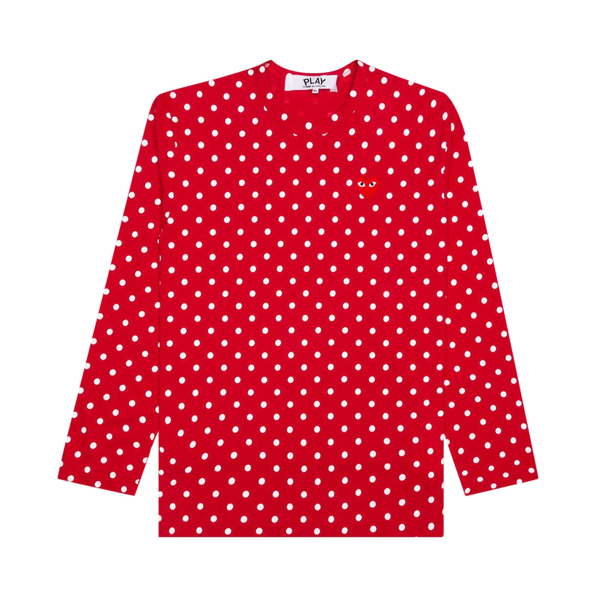 Comme des Garçons Polka Dot Long-Sleeve Tee 'Red' - 1