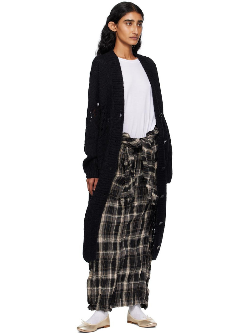OPEN YY Black Alpaca Argyle Pointelle Long Cardigan outlook