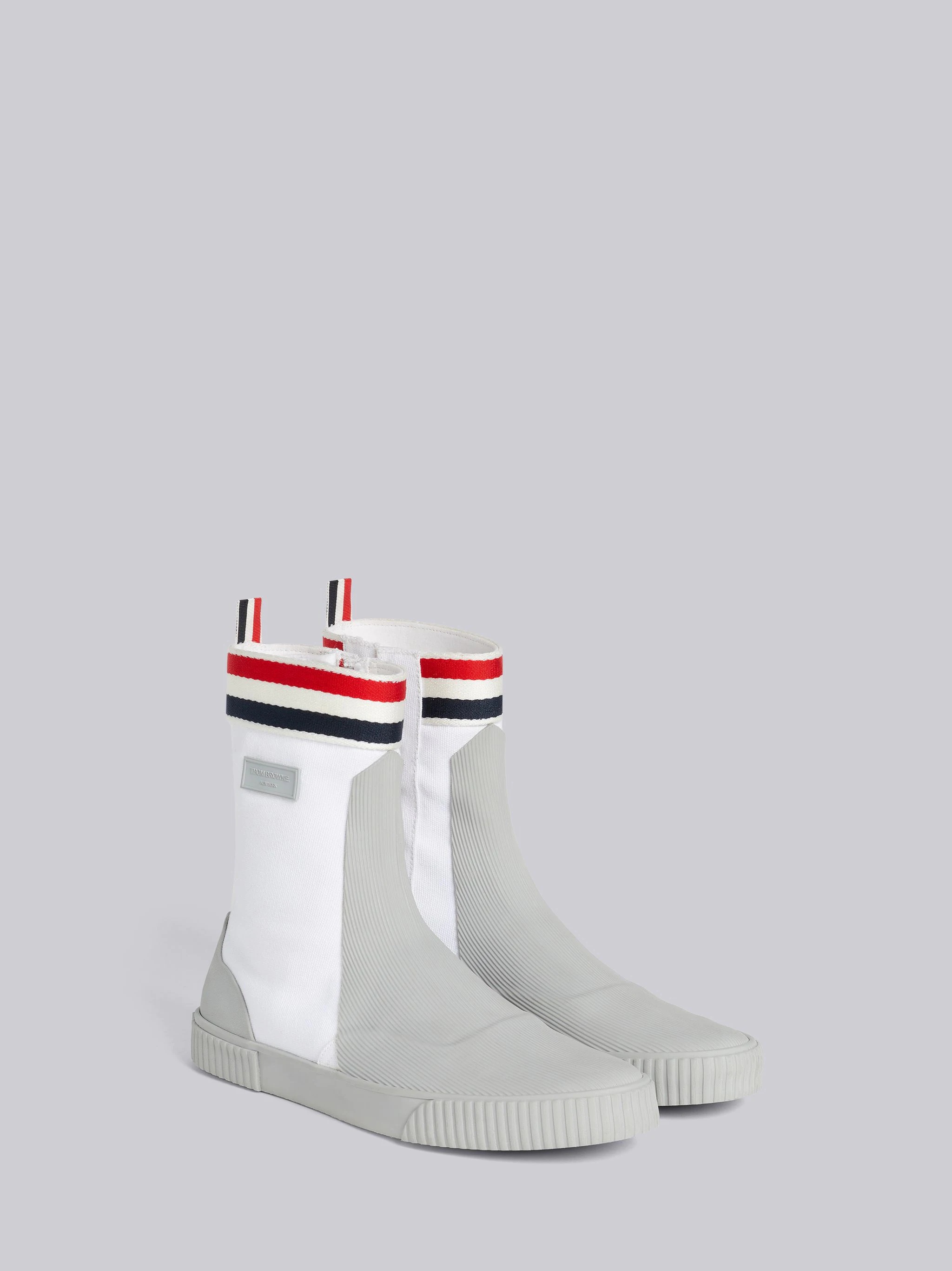 White Molded Rubber Lace up Vulcanized Sailing Boot - 3