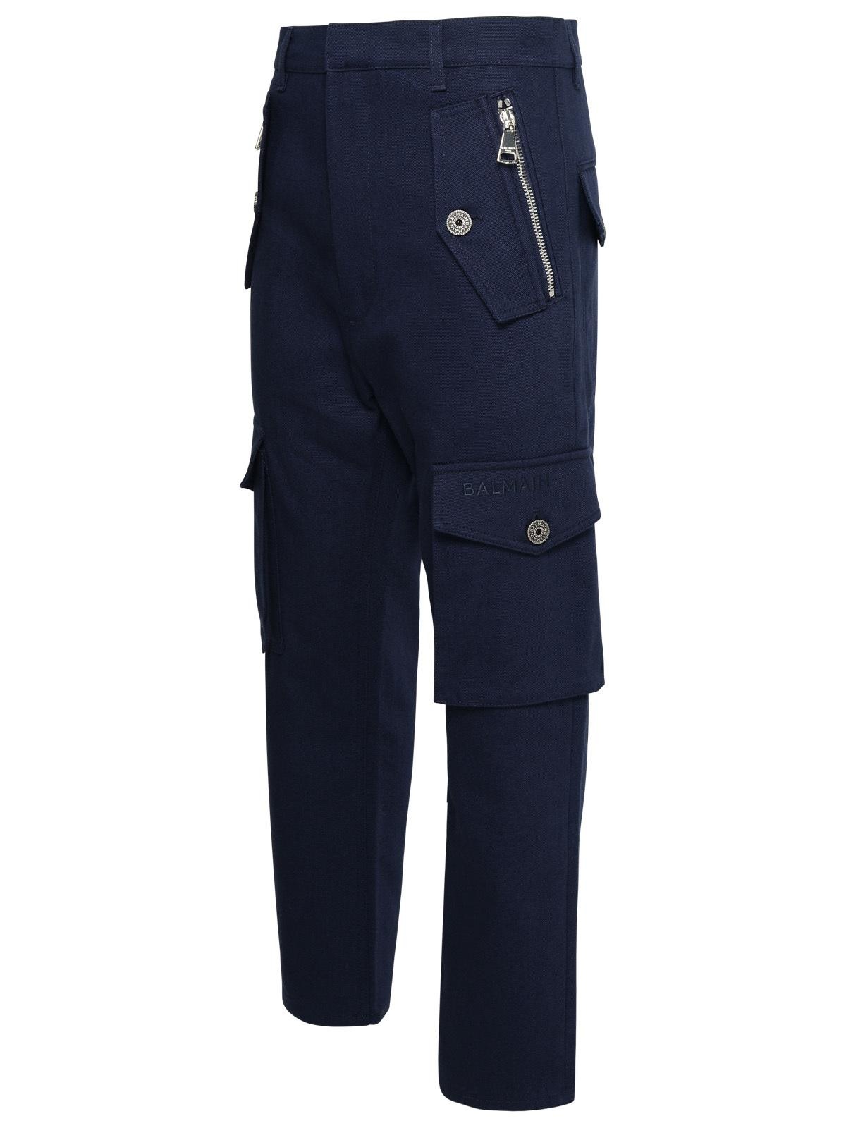 Balmain Blue Cotton Trousers - 2