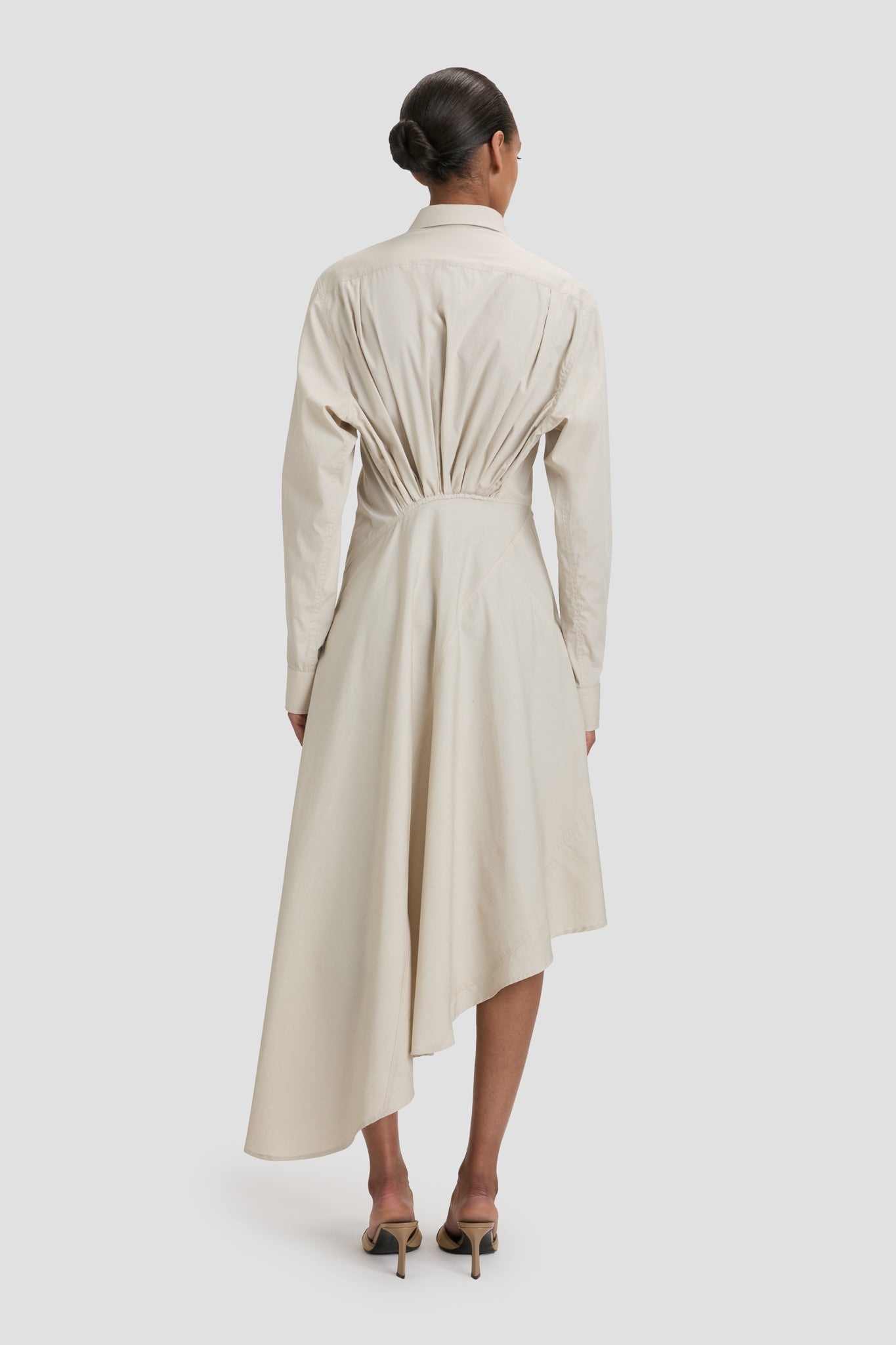 Panelled Shirt Dress In Pumice - 5