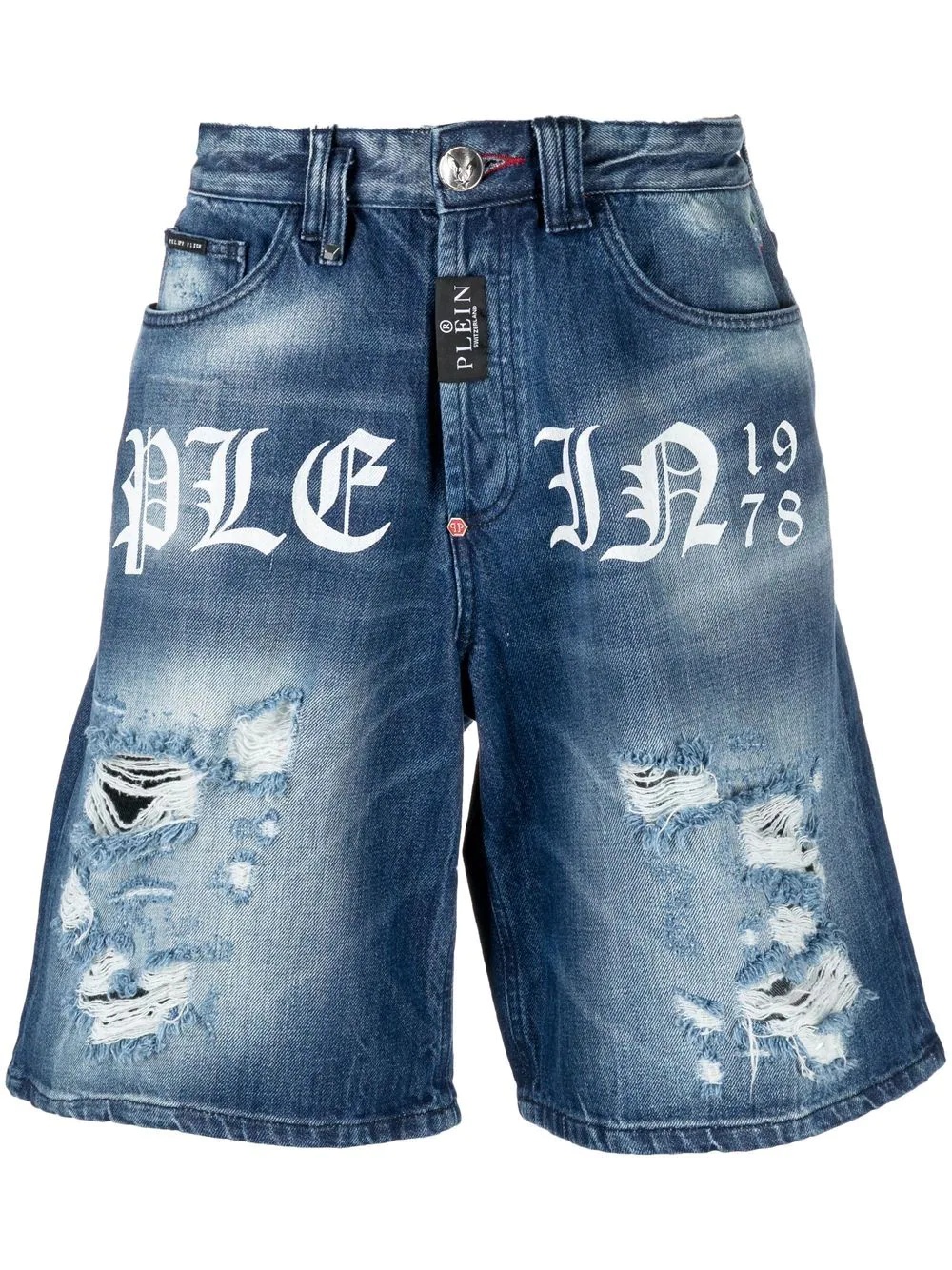 distressed-effect denim shorts - 1