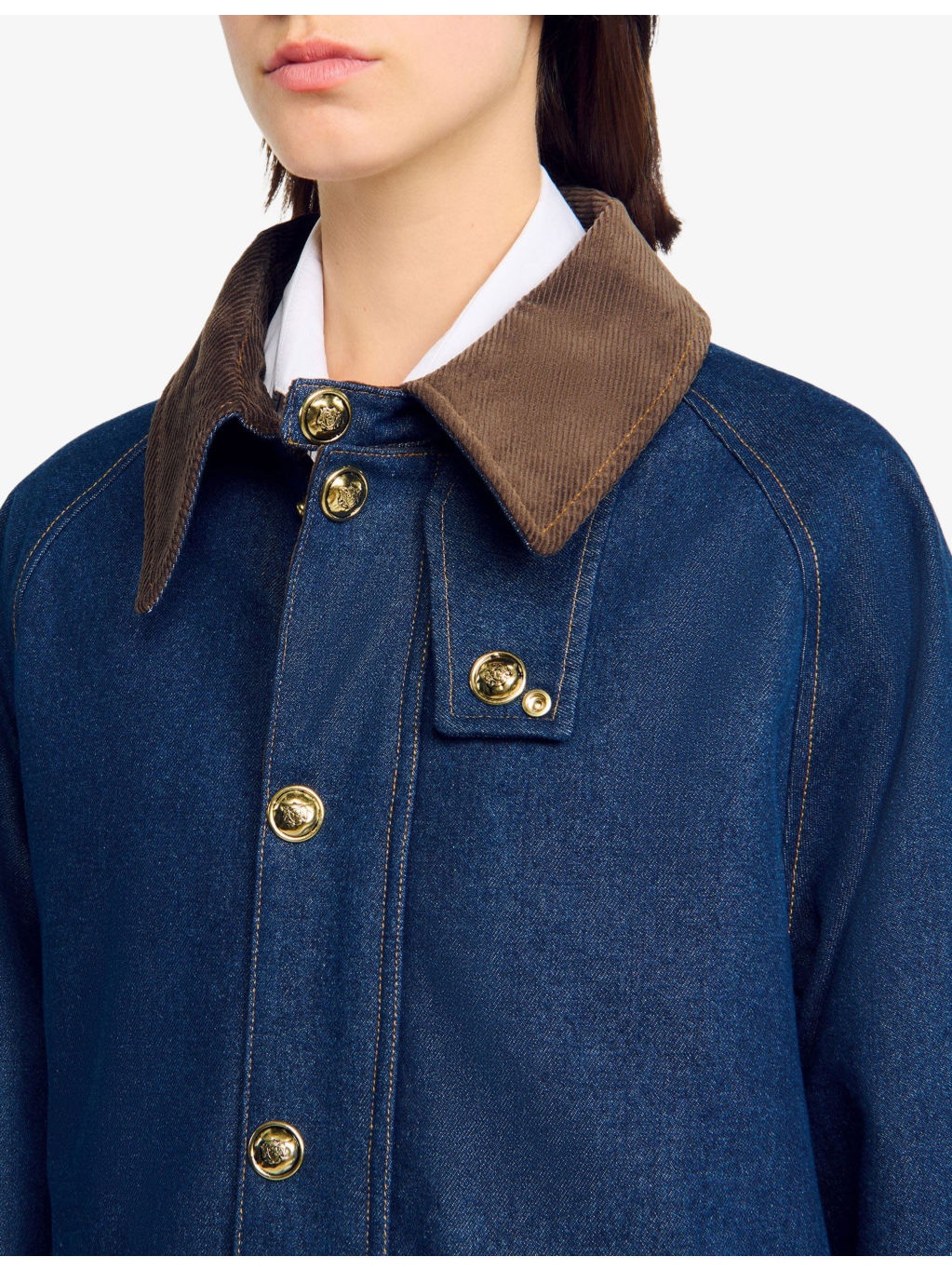 Contrast-Collar Regular-Fit Denim Jacket - 5
