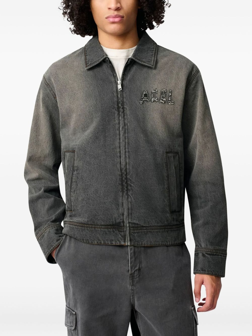 denim zip-up jacket - 2