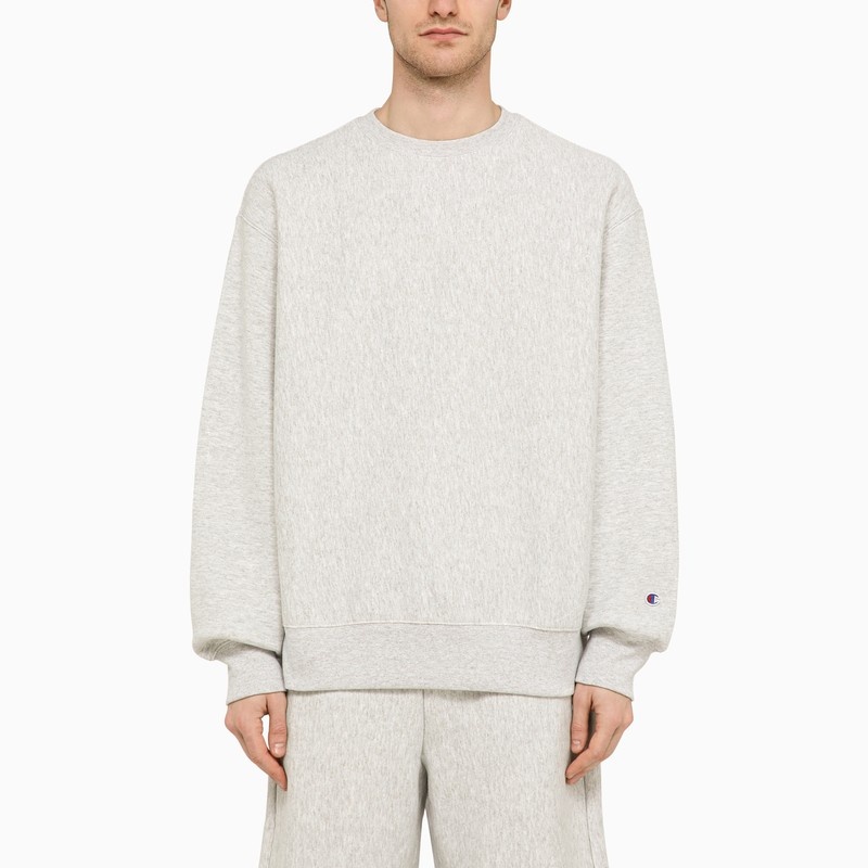 Light grey cotton blend crew-neck sweatshirt - 1