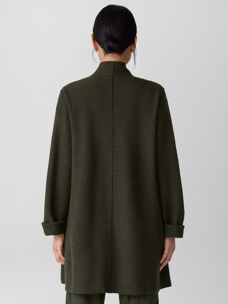 Lightweight Boiled Wool High Collar Jacket in Regenerative Wool 4
