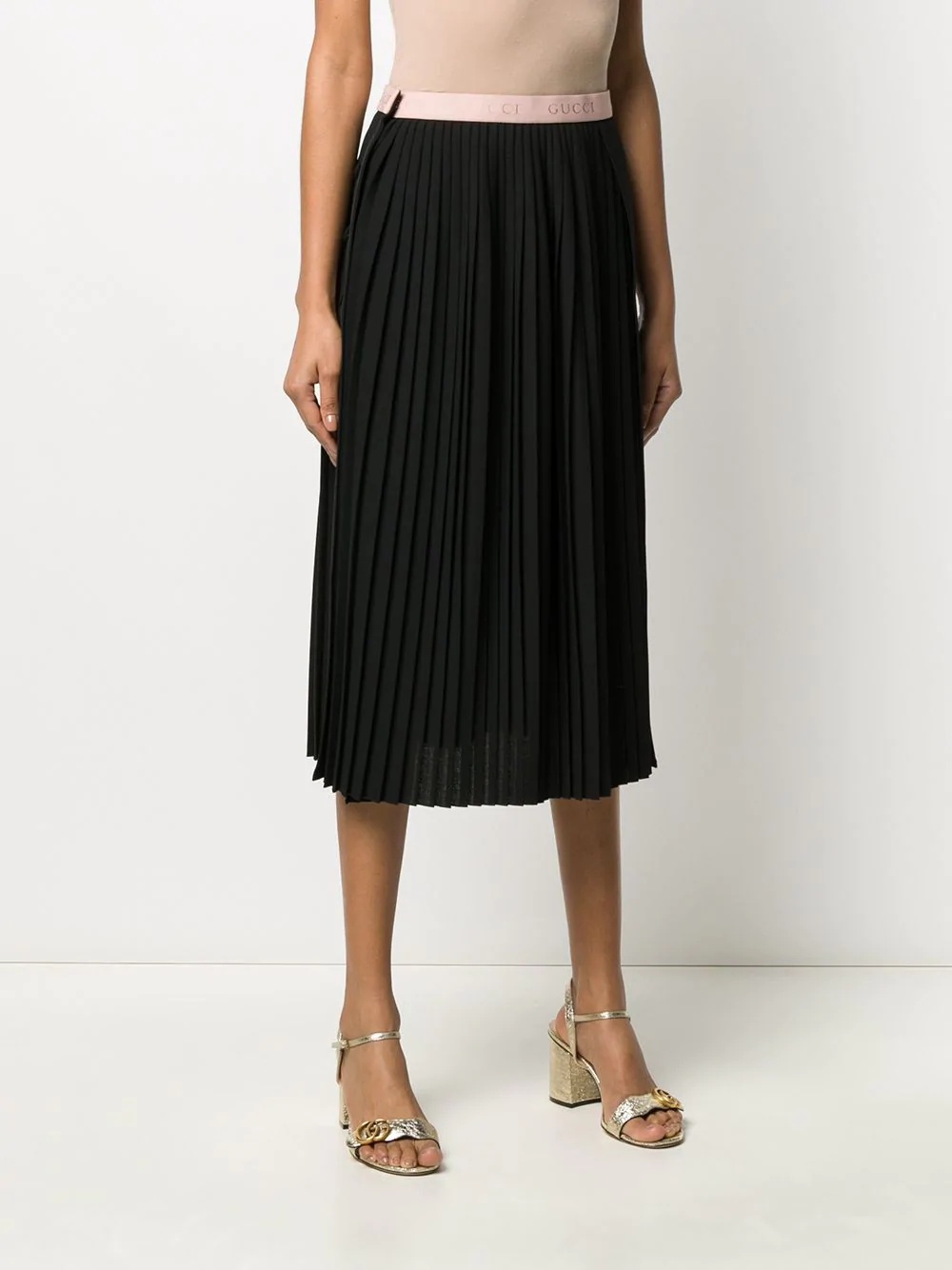 logo waistband pleated skirt - 3