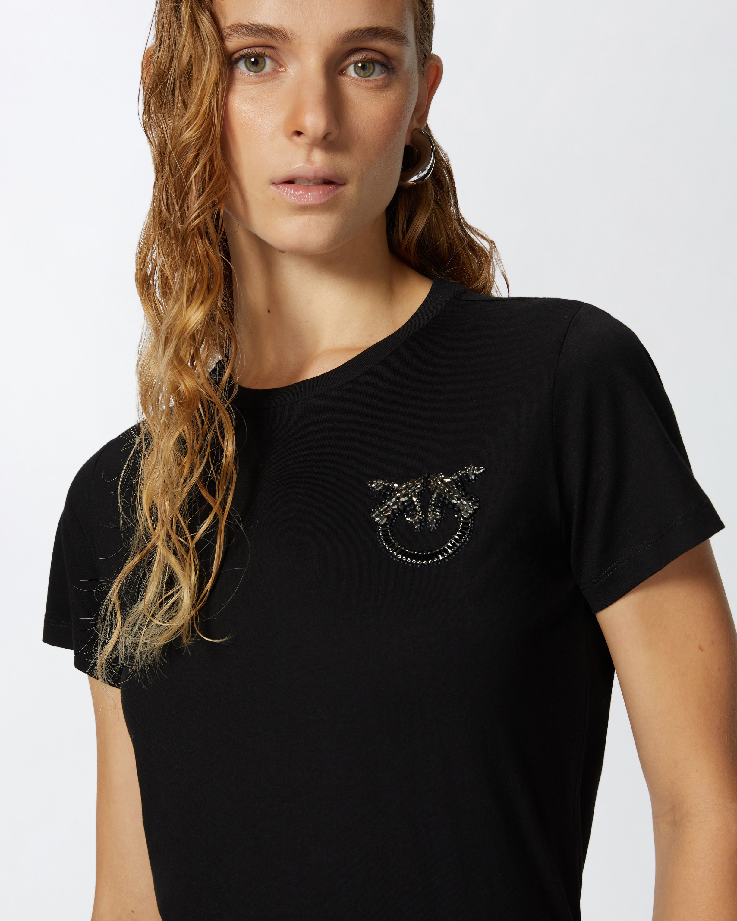 SHORT-SLEEVED T-SHIRT WITH BEJEWELLED LOVE BIRDS EMBROIDERY - 5