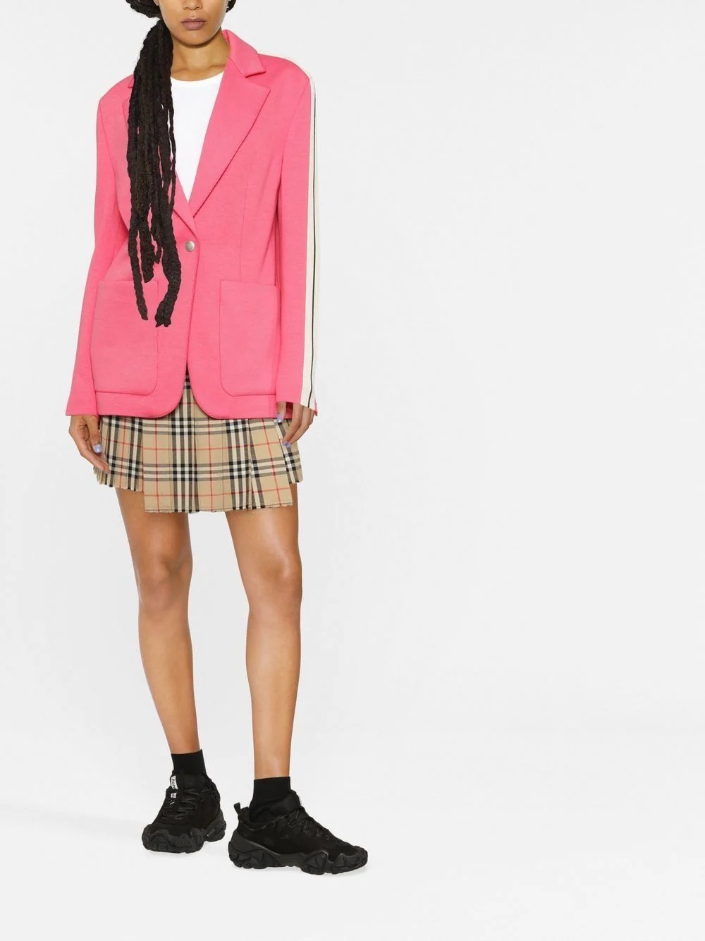 single breasted stripe-trim blazer - 2
