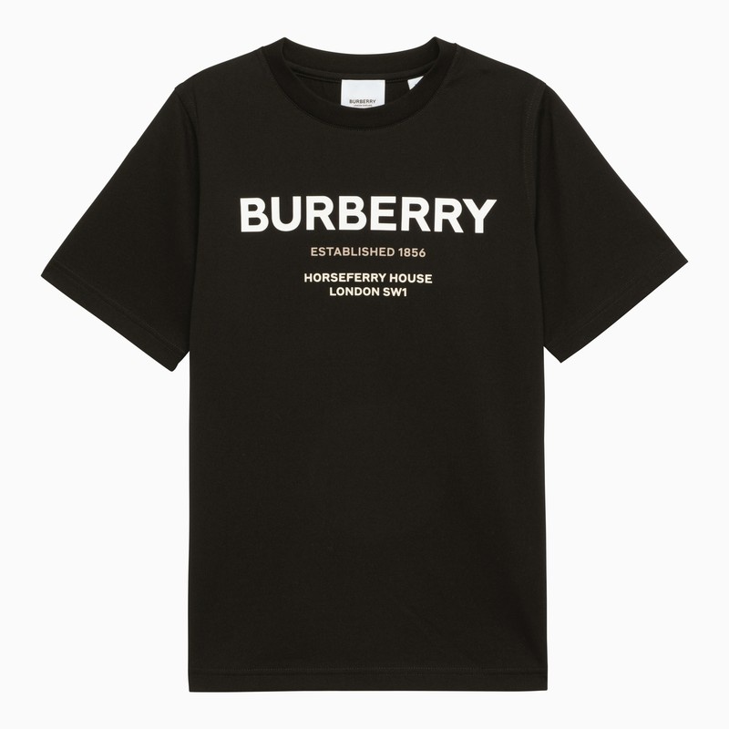 Black crew-neck T-shirt with logo - 1