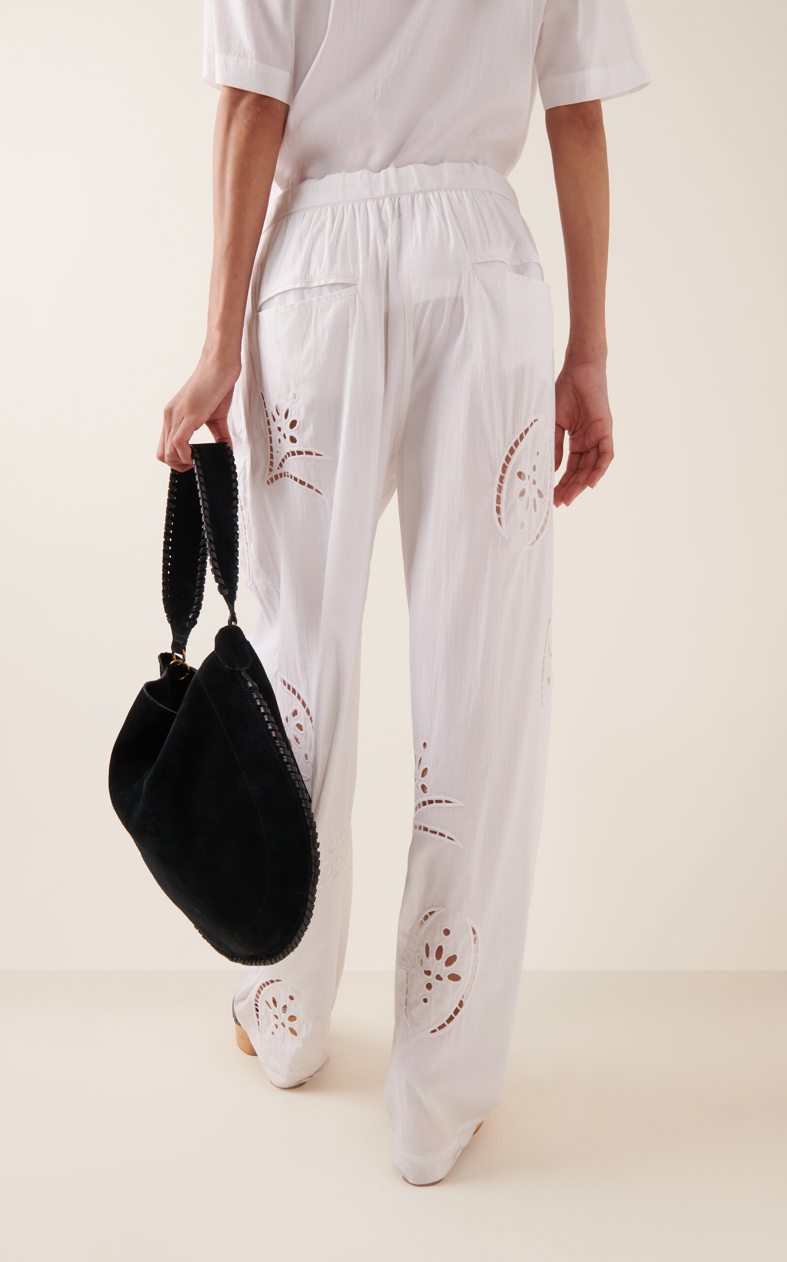 Hectorina Eyelet-Embroidered Poplin Wide-Leg Pants white - 4