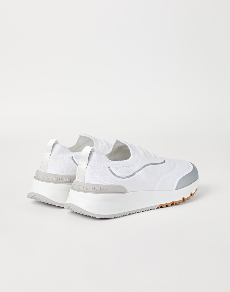 Brunello Cucinelli Techno cotton knit runners with heat-bonded details outlook