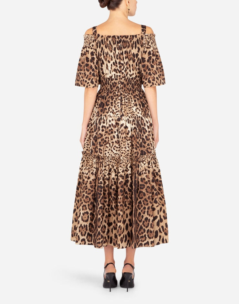 Long leopard-print poplin dress 3