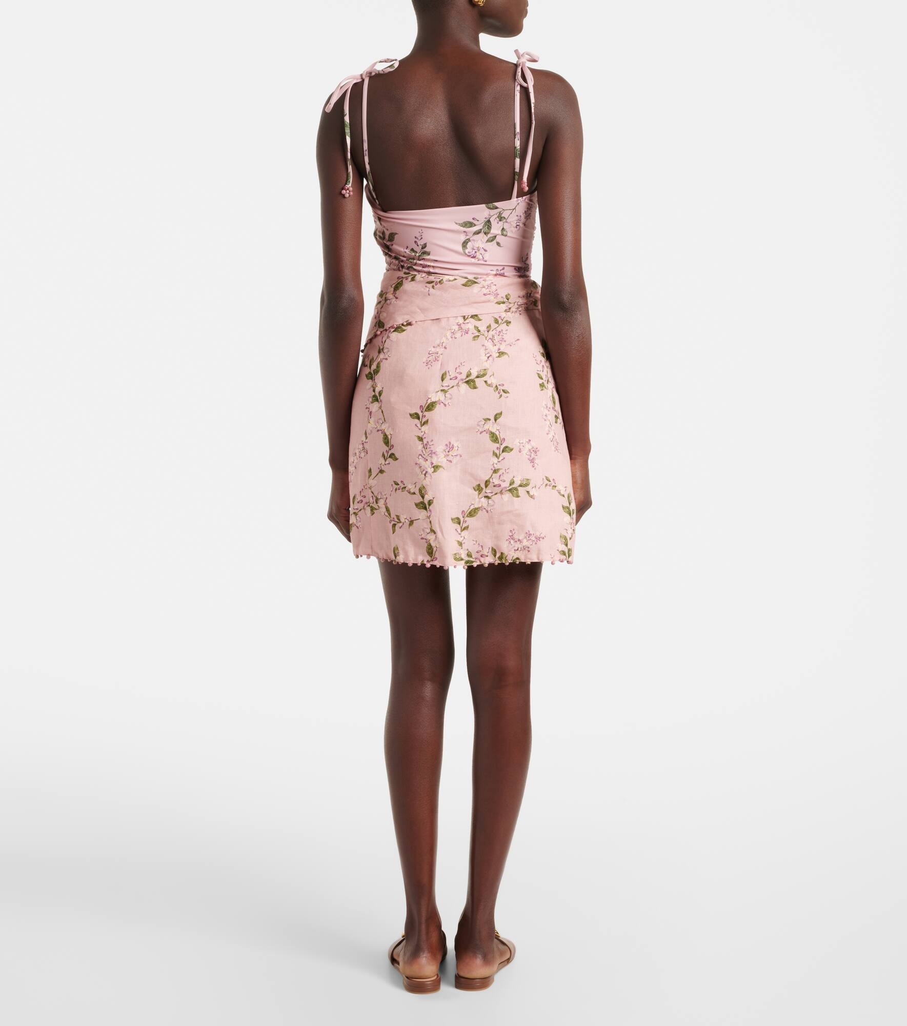 Agustina Wisteria floral linen beach cover-up - 3