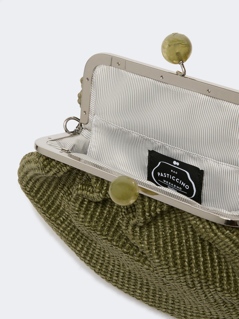 FORTUNA Medium raffia-effect Pasticcino bag - SAGE GREEN 5