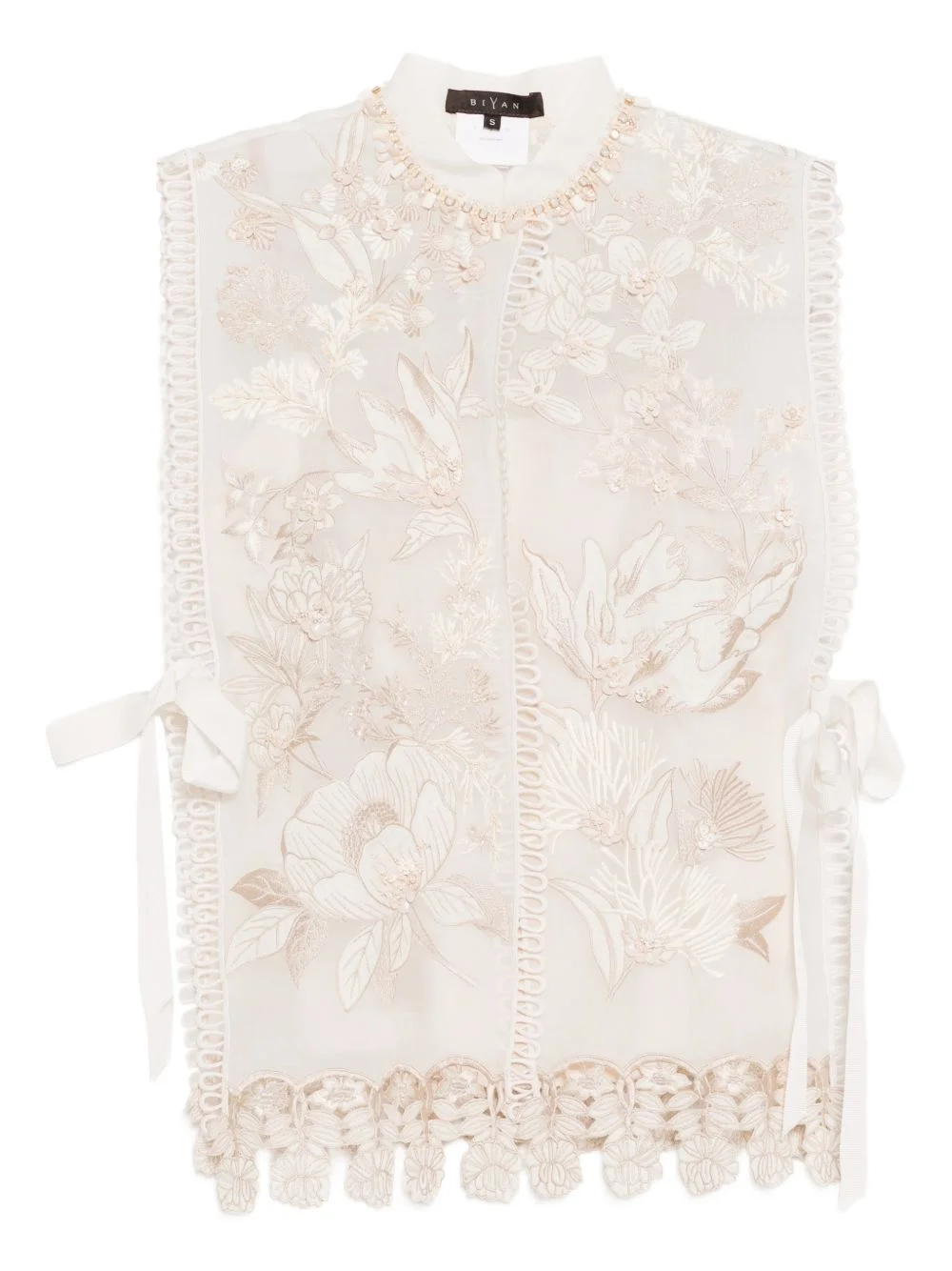 floral-embroidered vest - 1