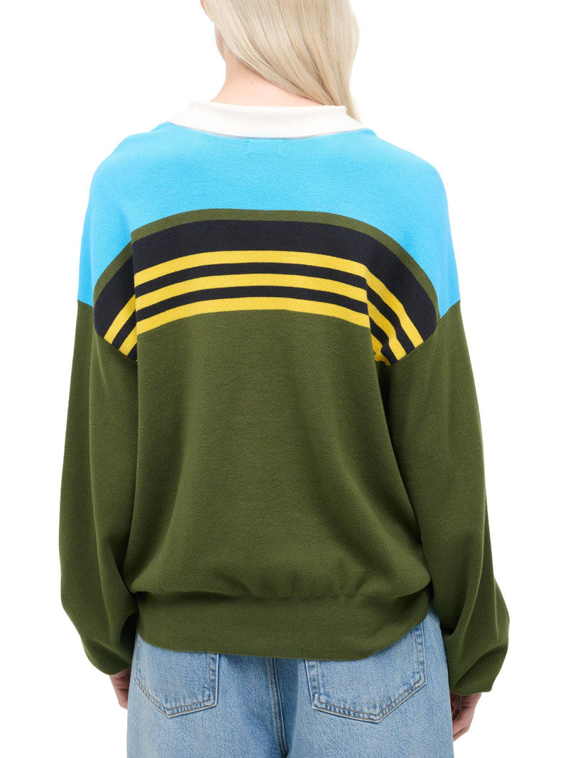 Women's Sail Striped Knit Polo Top - Fern Multi Stripe 4
