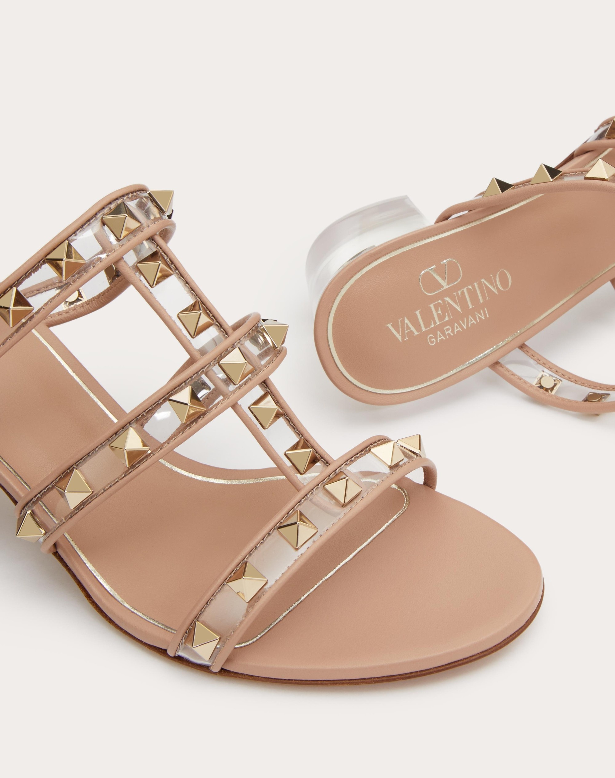 ROCKSTUD SLIDER SANDAL IN POLYMER MATERIAL WITH PLEXI HEEL 60MM - 5