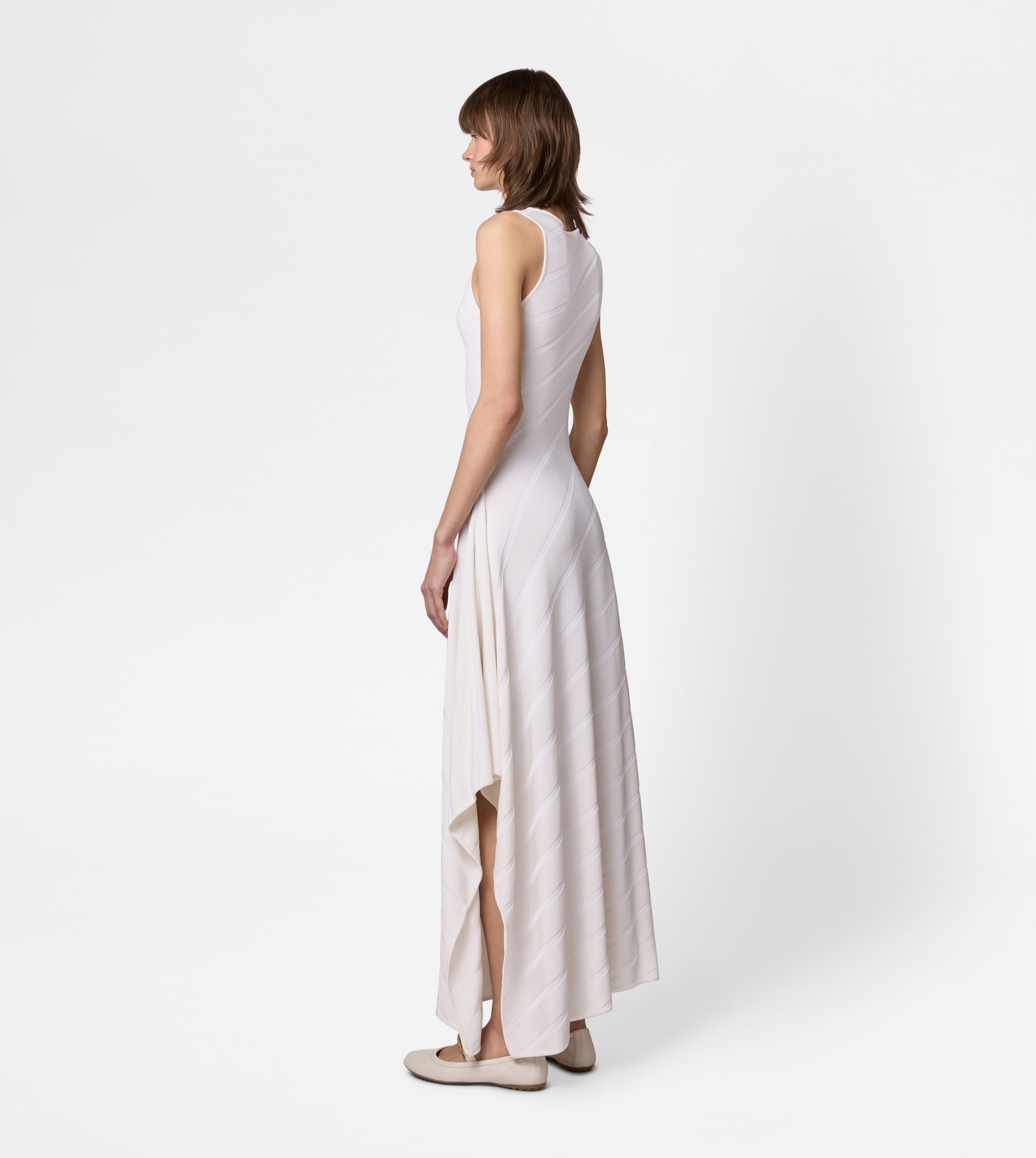 ASYMMETRICAL DRESS IN VISCOSE - WHITE - 3