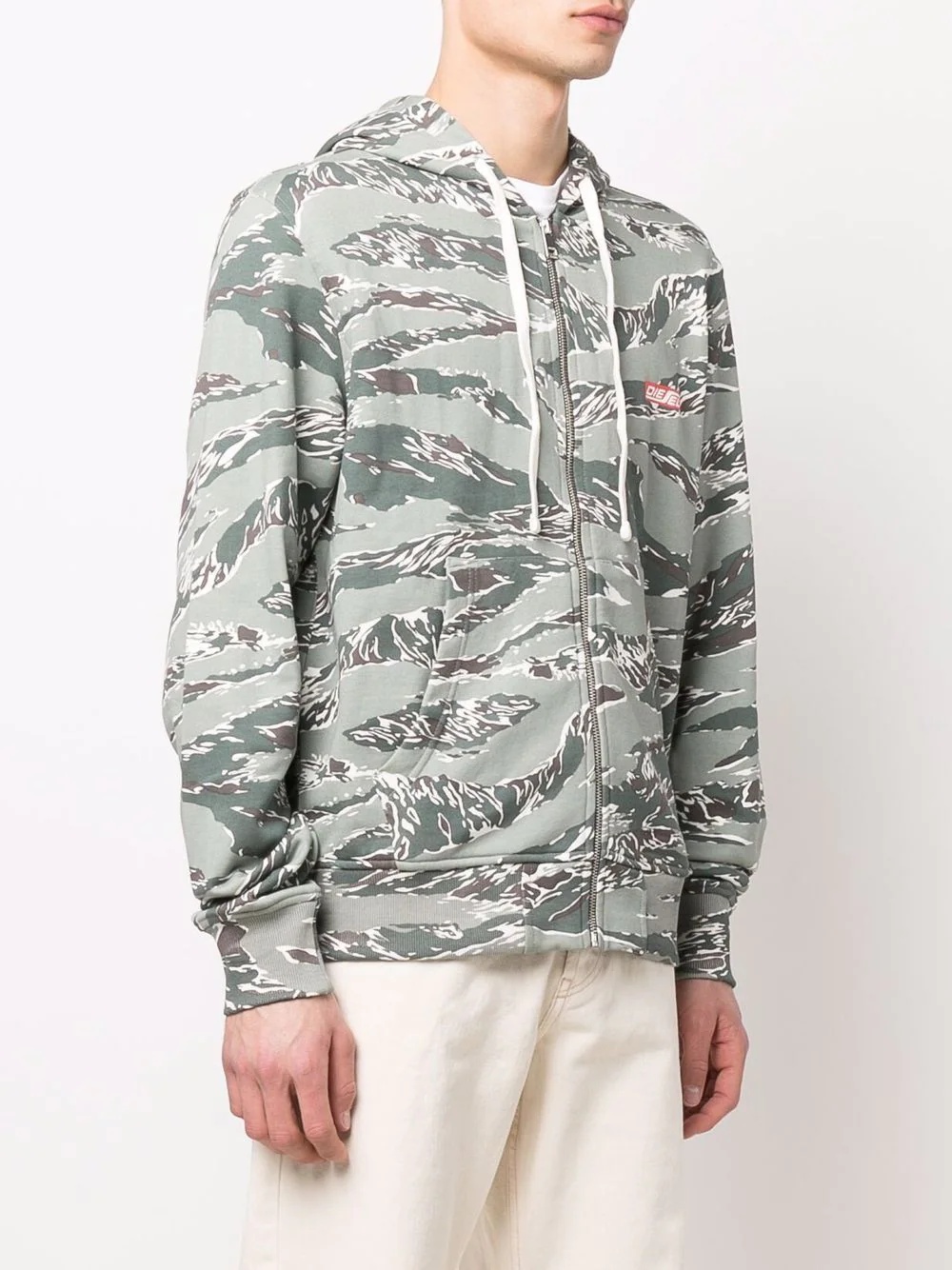 camouflage-print zip-through hooded sweatshirt - 3