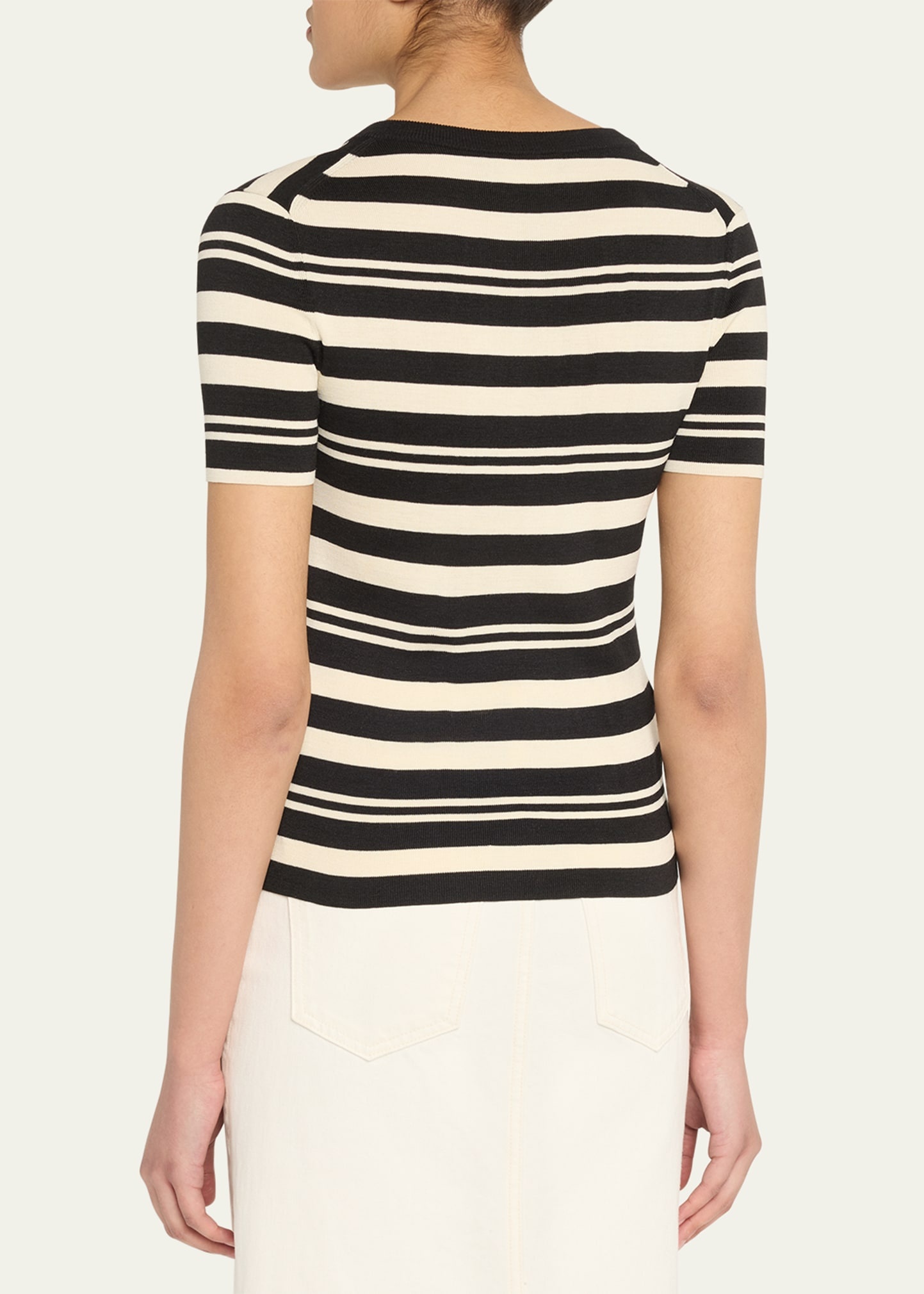 Oaklynn Stripe Lace-Up Silk T-Shirt - 3