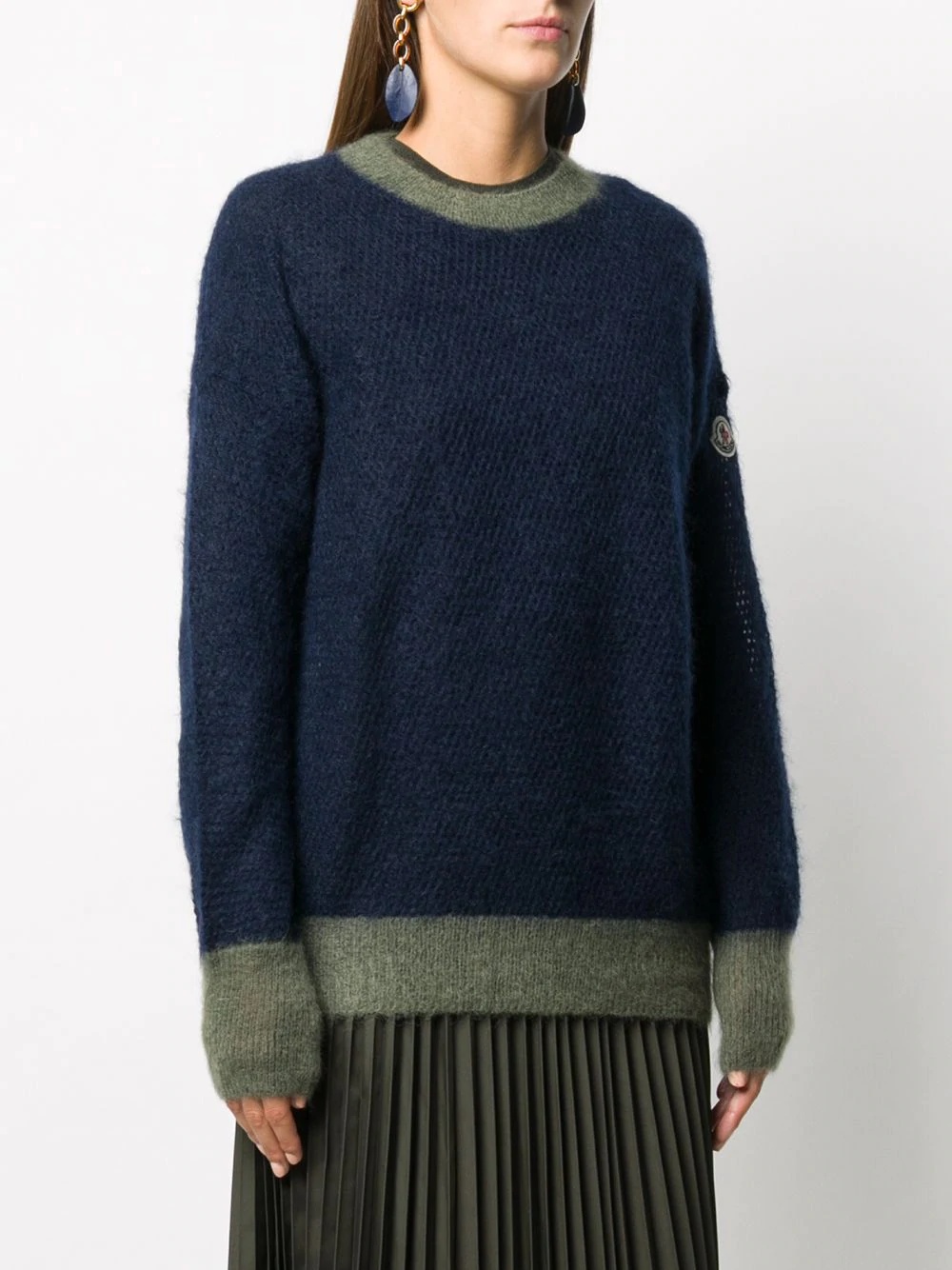 two-tone knit fleece jumper - 3