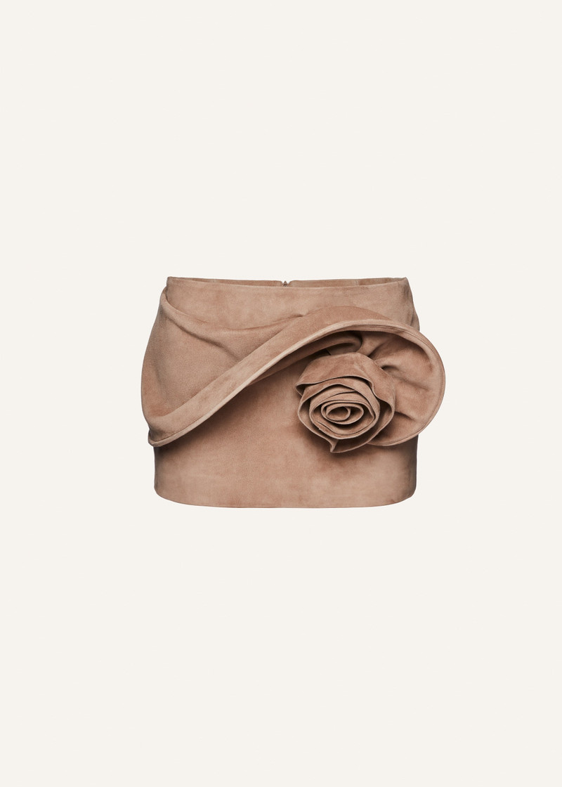 Floral-appliqué 스웨드 미니 스커트 - 1