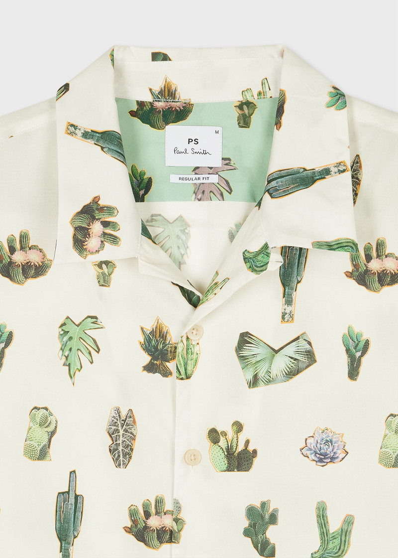 Paul Smith Ecru Short Sleeve 'Prickly Pear' Shirt outlook