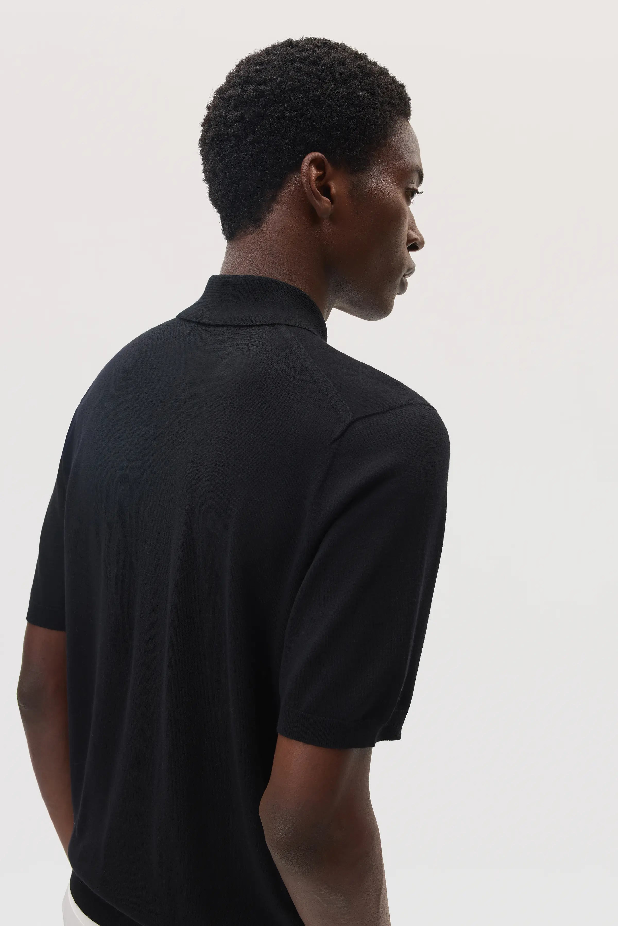 Superfine Merino Black Polo Shirt - 4