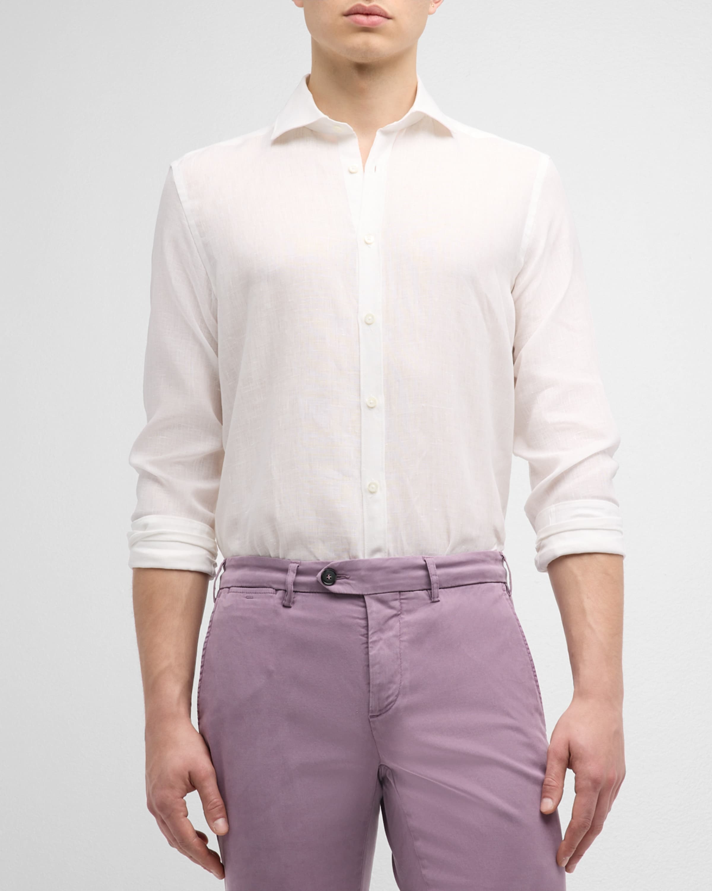 Men's Linen Casual Button-Down Shirt - 2
