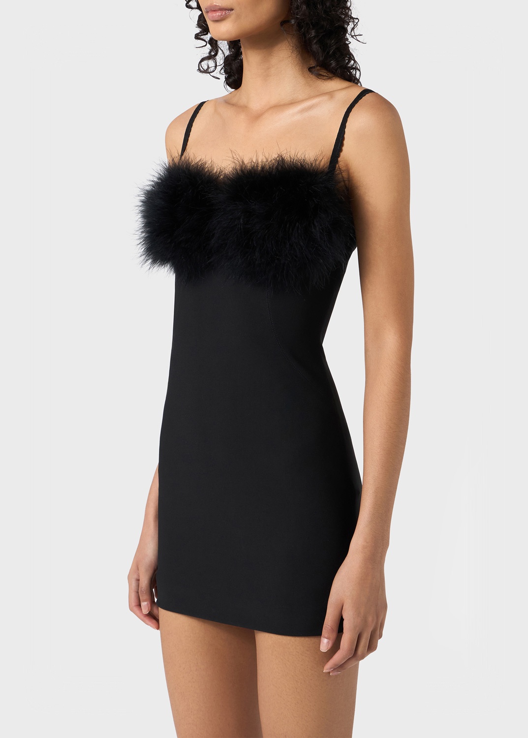 COMPACT JERSEY DRESS WITH MARABOU FEATHERS - 5