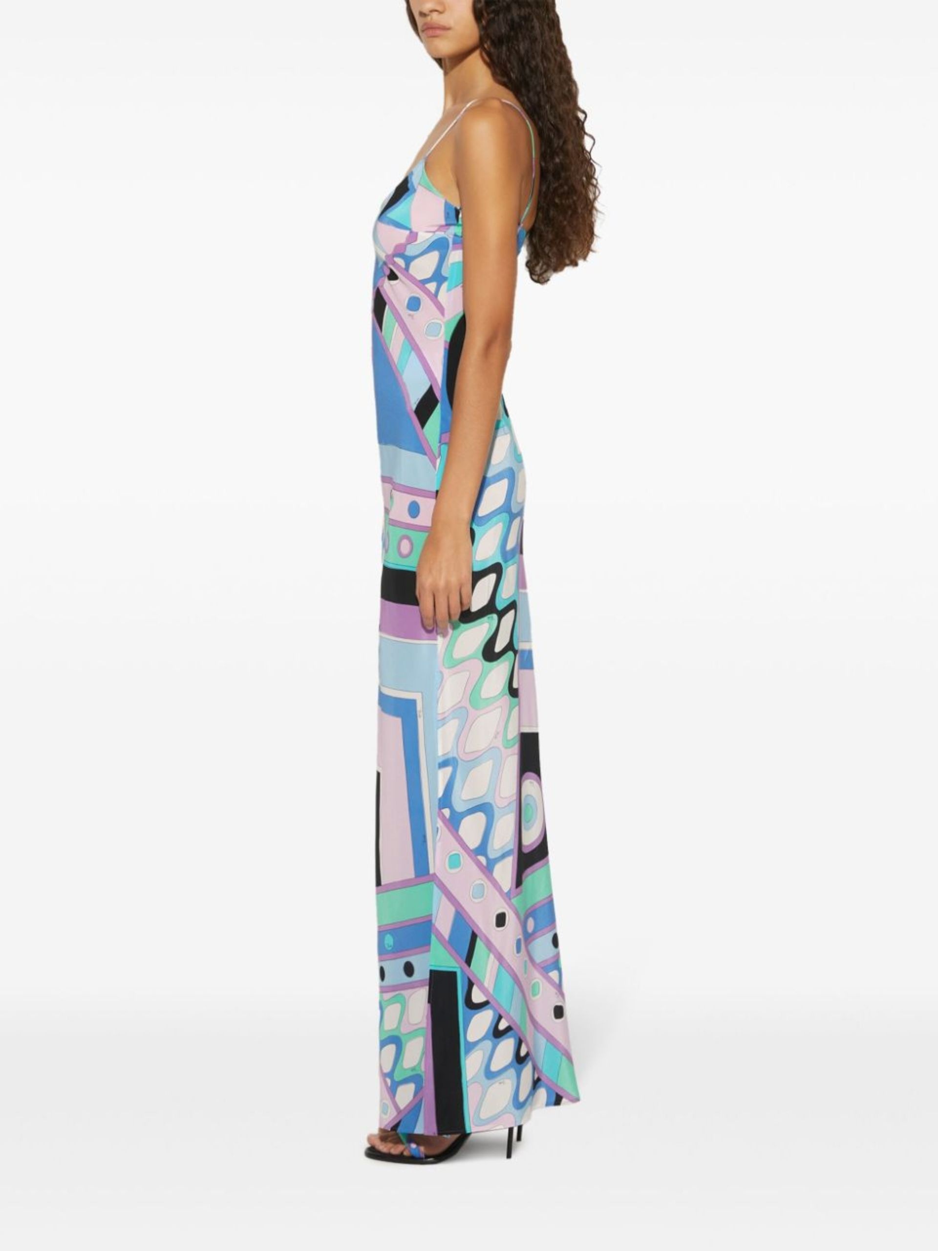 Blue Vivara Print Silk Maxi Dress - 3