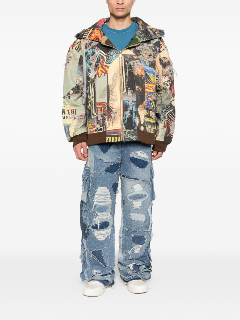 WHO DECIDES WAR ripped patchwork cargo jeans outlook