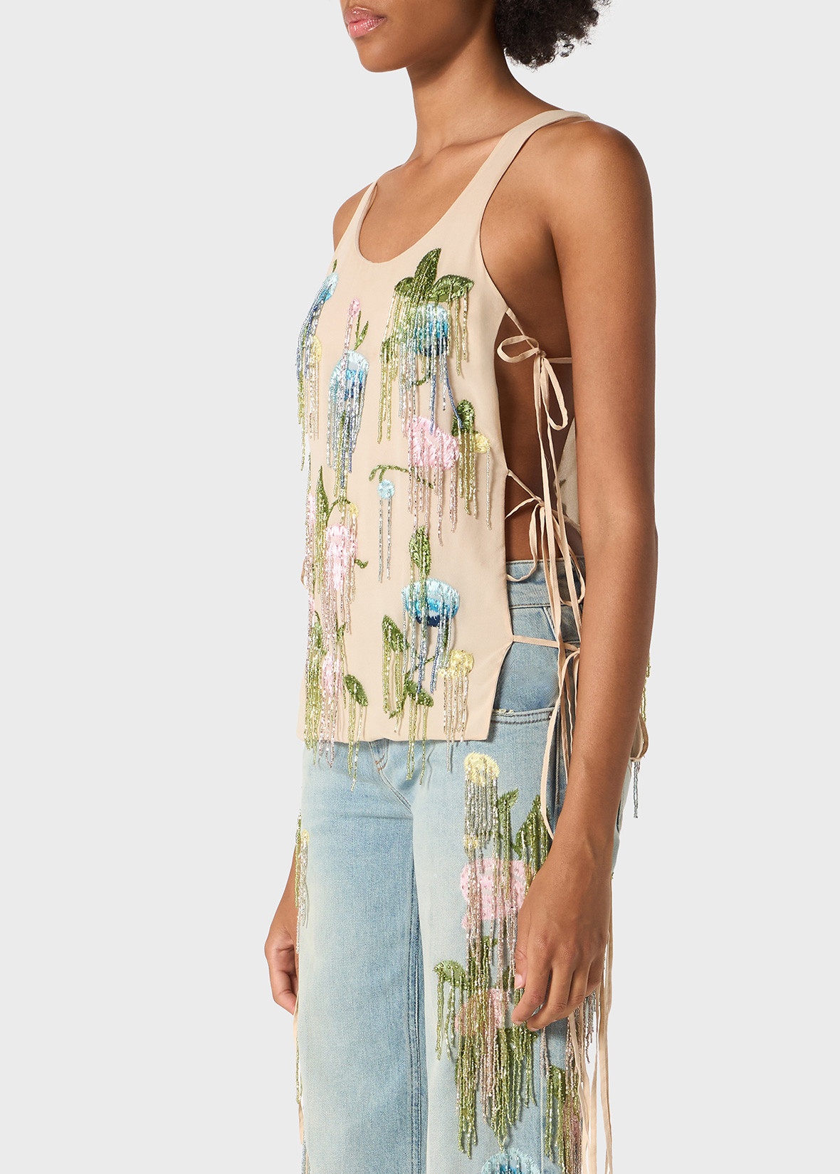 GEORGETTE TOP WITH BEADED EMBROIDERY - 5