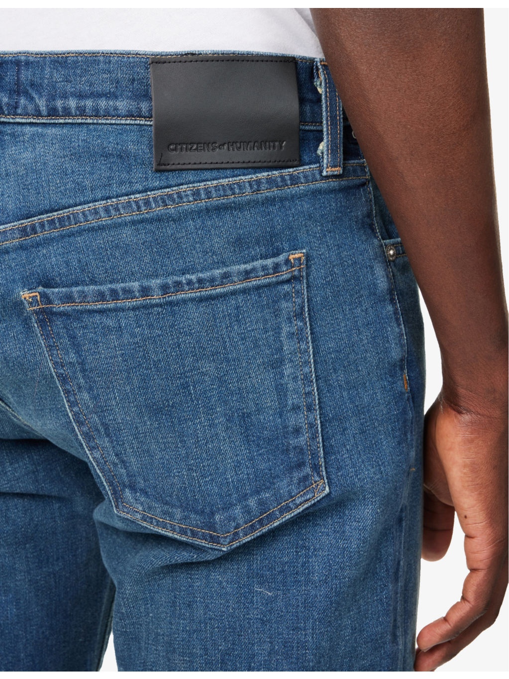 Adler Brand-Patch Tapered-Leg Regular-Fit Stretch-Denim Jeans - 5