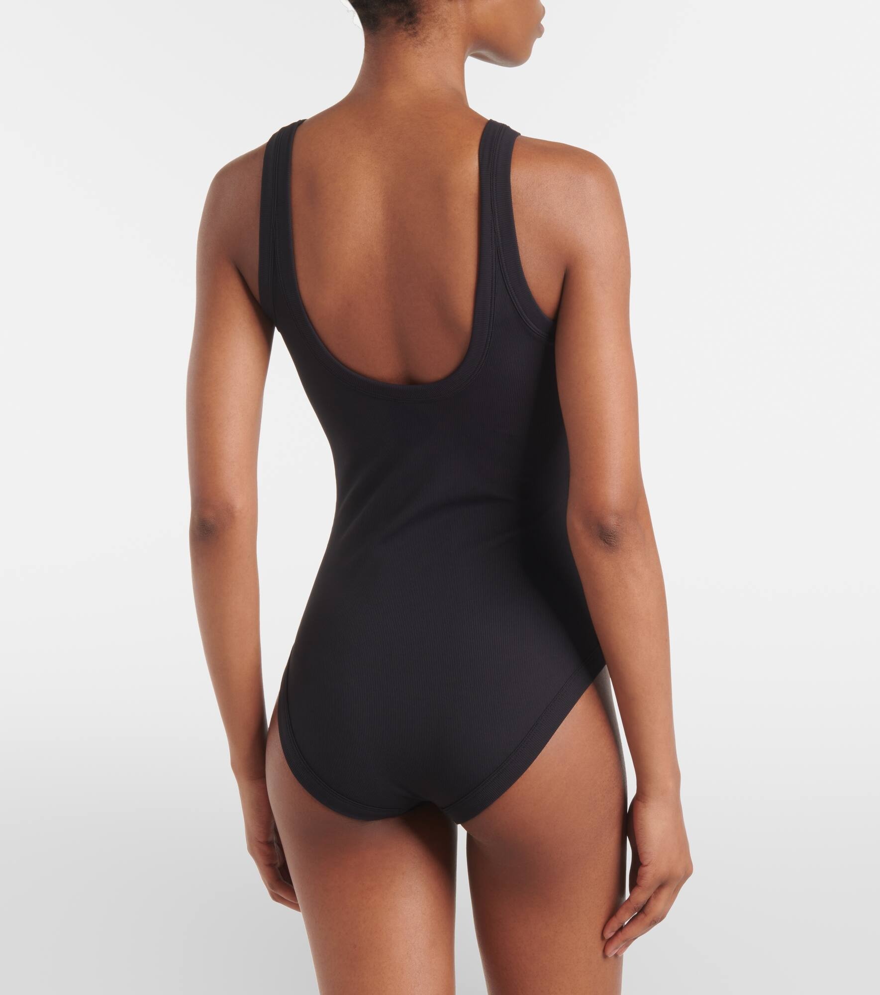 Curved ribbed-knit jersey swimsuit - 3