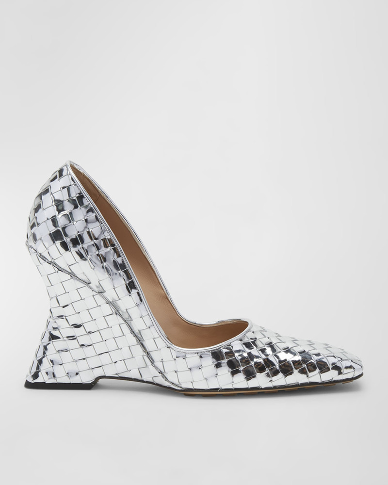 Comet Woven Mirror Leather Pumps - 1