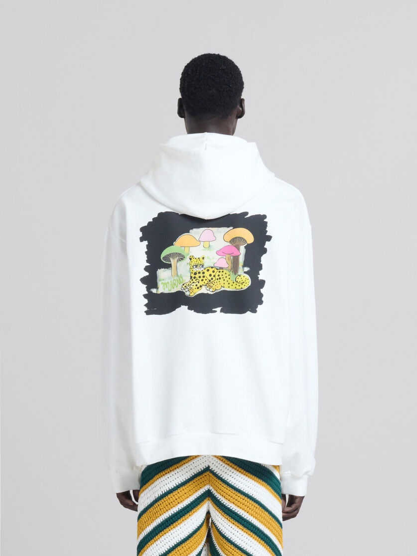 WHITE ORGANIC JERSEY HOODIE WITH BACK PRINT - 3