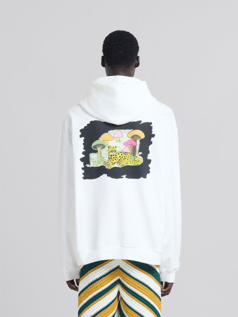 WHITE ORGANIC JERSEY HOODIE WITH BACK PRINT 3
