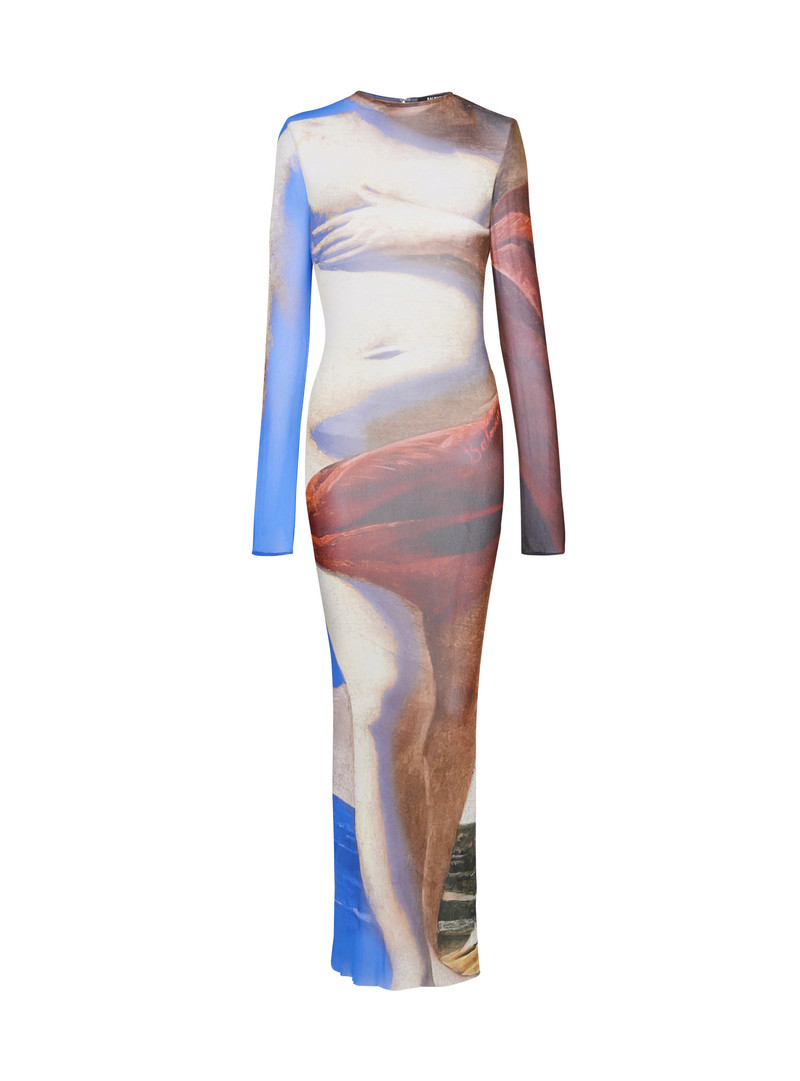 Trompe-l'oeil printed tulle maxi dress - 1