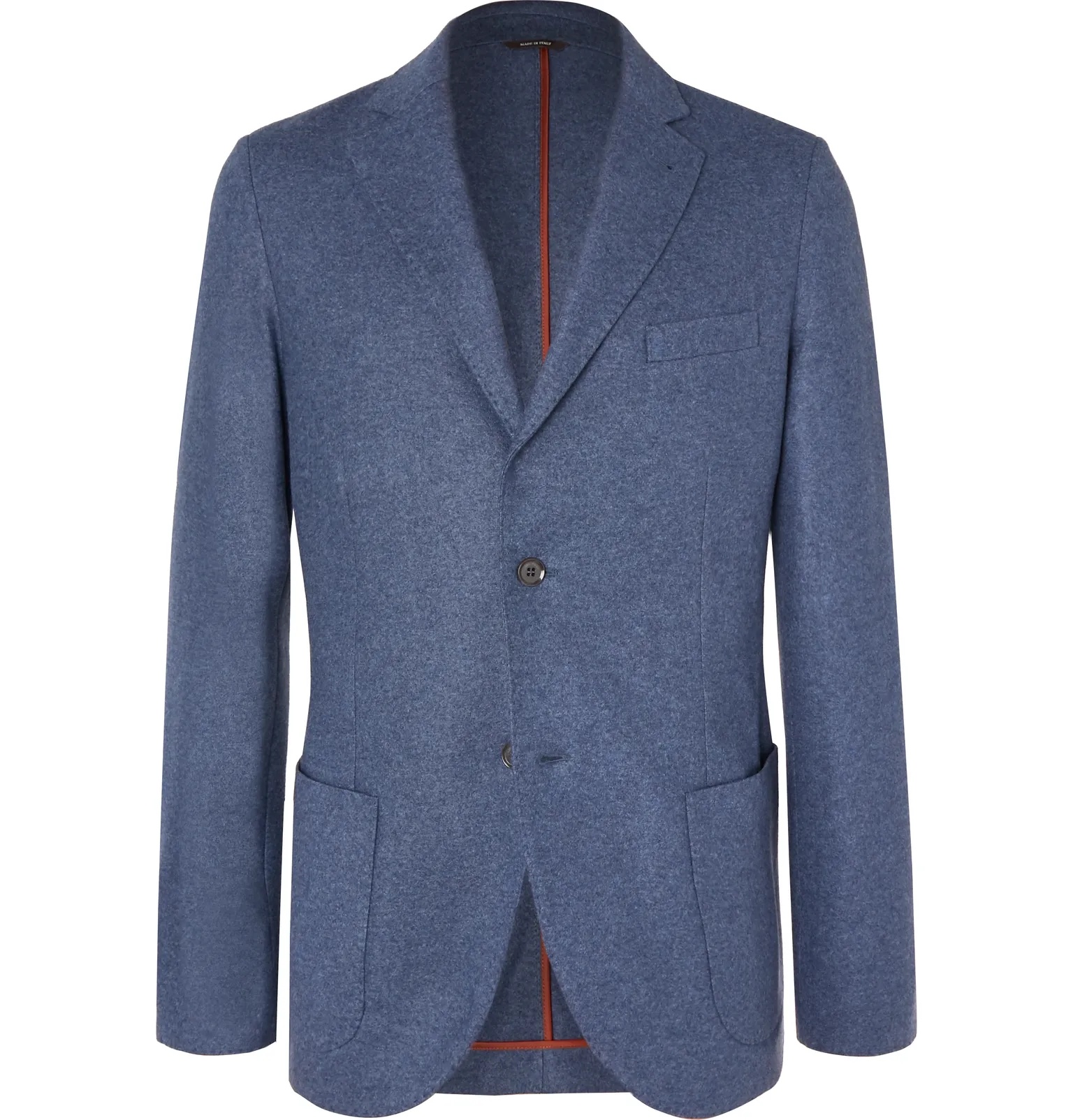 Blue Slim-Fit Cashmere Blazer - 1