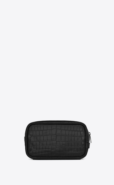 SAINT LAURENT tiny monogram small grooming case in crocodile-embossed matte leather outlook